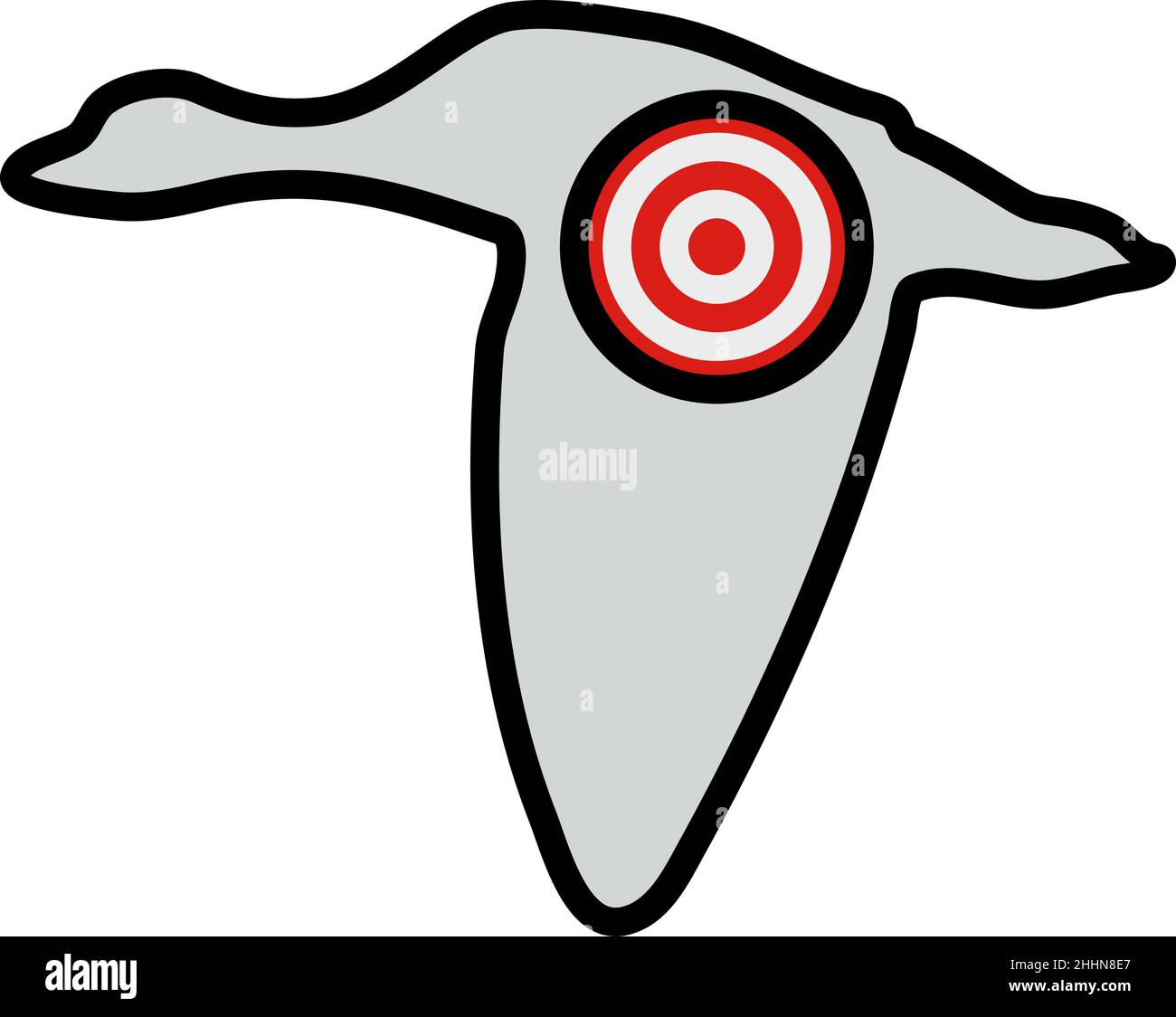 Icon Of Flying Duck Silhouette With Target. Editable Bold Outline With ...