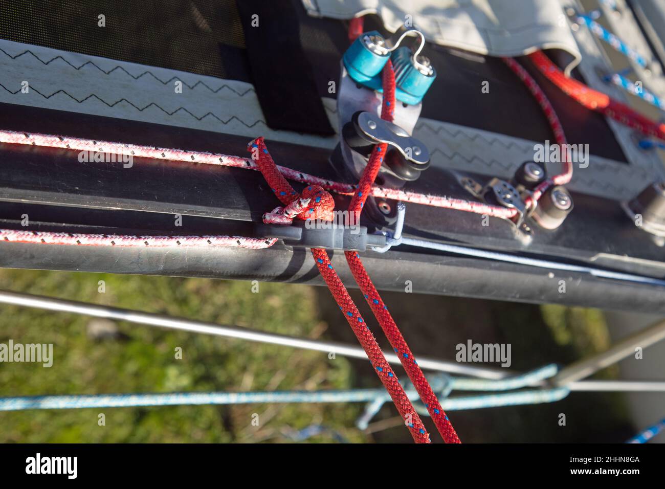 Rigging and cables on a boat Stock Photo Alamy