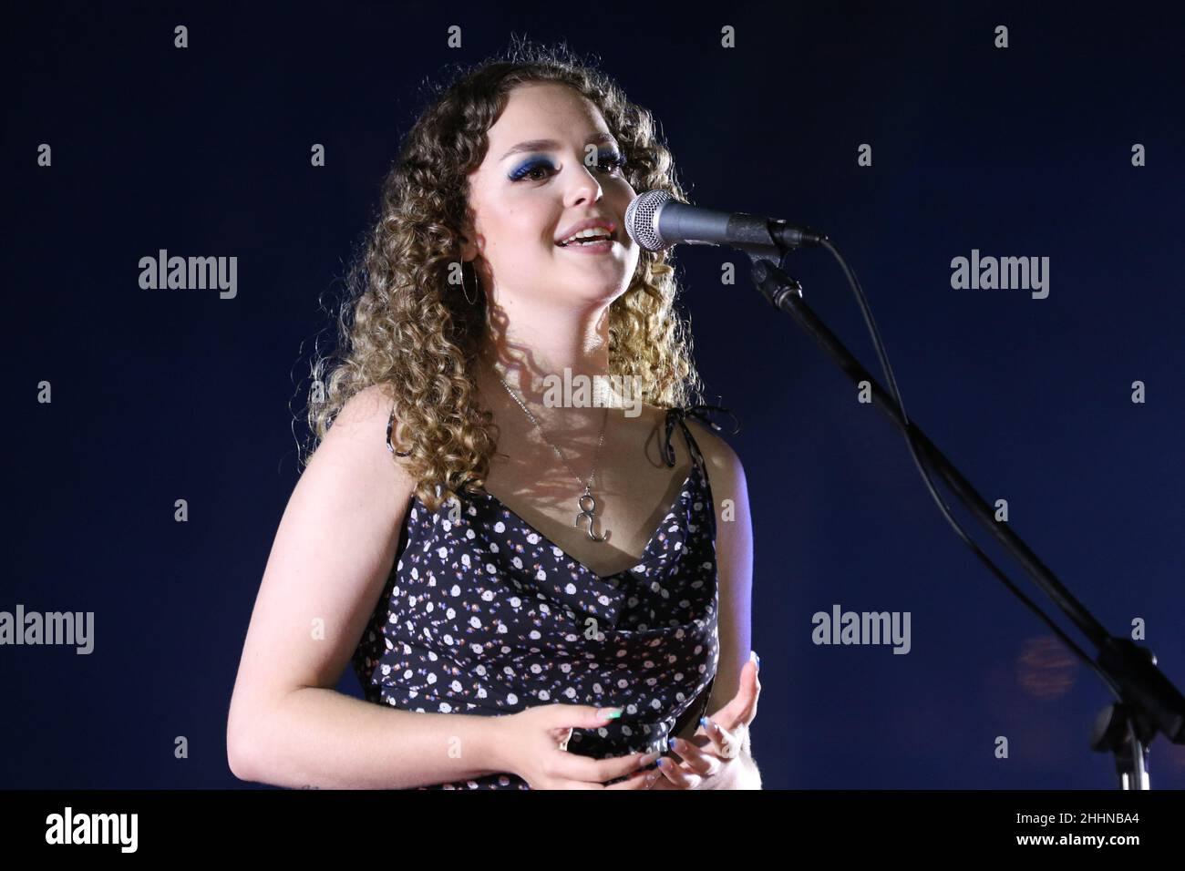 Sydney, Australia. 25th January 2022. The Vigil: Songs for Tomorrow is a moment for unity and reflection on the eve of January 26, Australia Day. Held at Barangaroo Reserve. Pictured: Zipporah Corser Anu. Credit: Richard Milnes/Alamy Live News Stock Photo