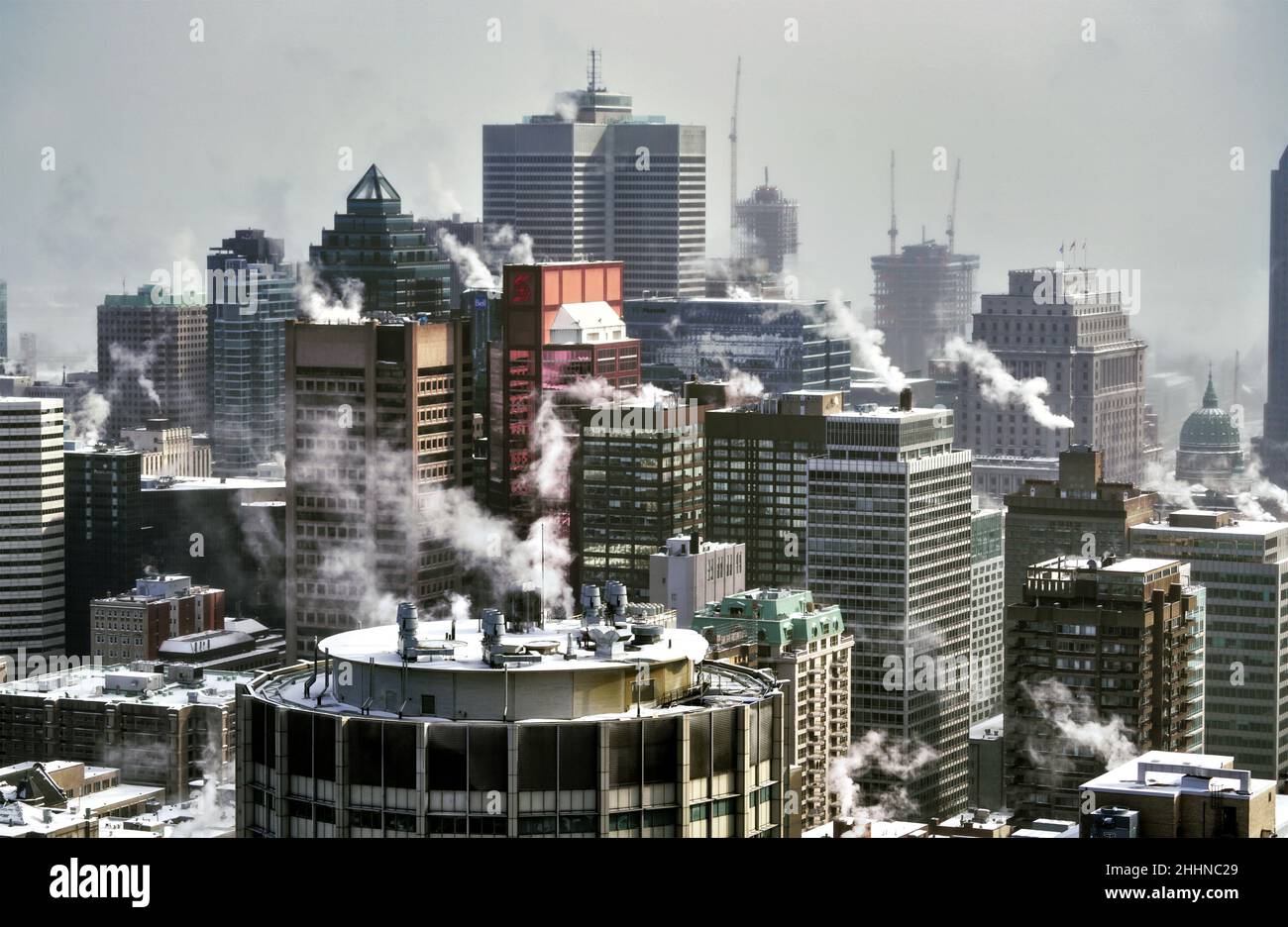 City of Montreal,Quebec during a winter cold wave. Stock Photo