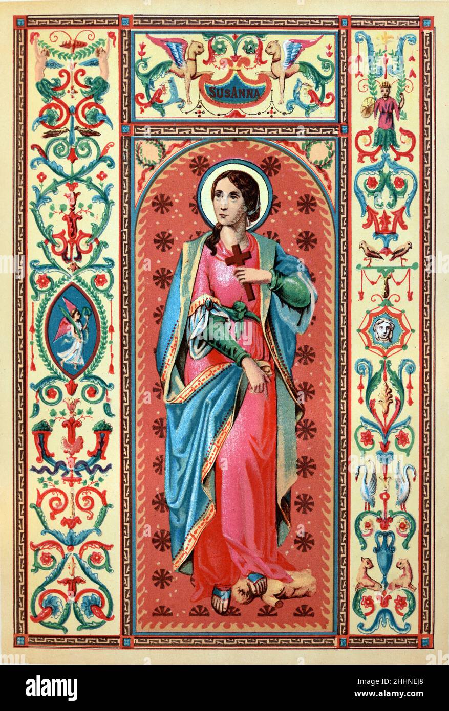 Saint Susanna of Rome (c3rd) Christian Martyr of Diocletianic or Great Persecution. Chromolithograph 1887 Edition of Butler's Lives of the Saints. Stock Photo