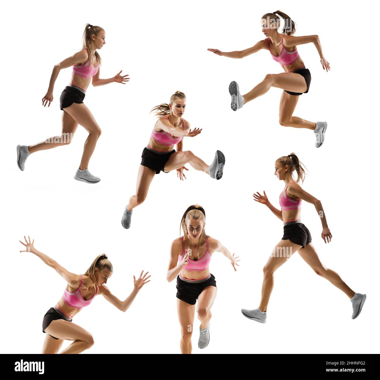 Mosaic of movements. Collage made of images of professional female ...
