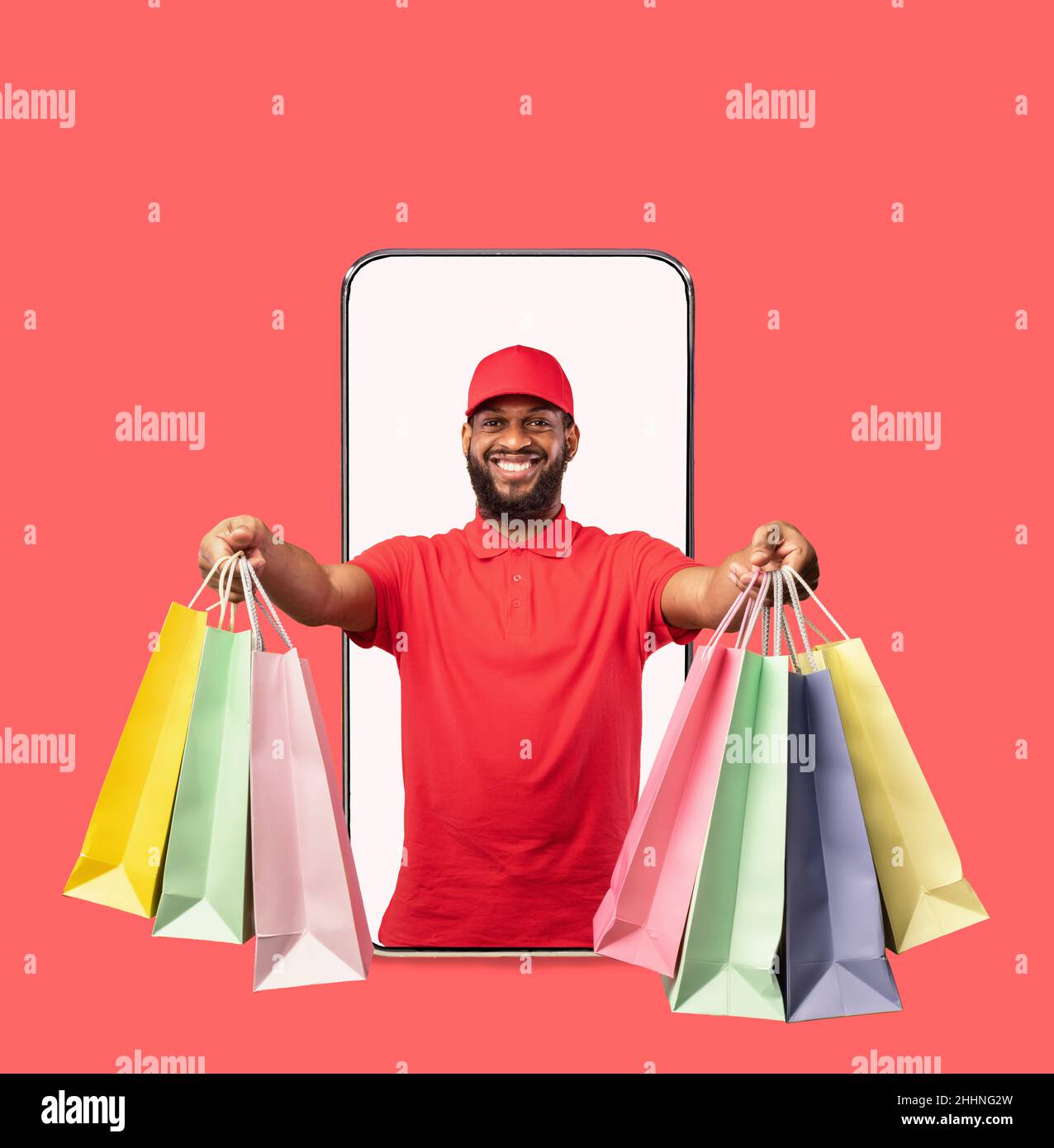 Black delivery man hi-res stock photography and images - Alamy