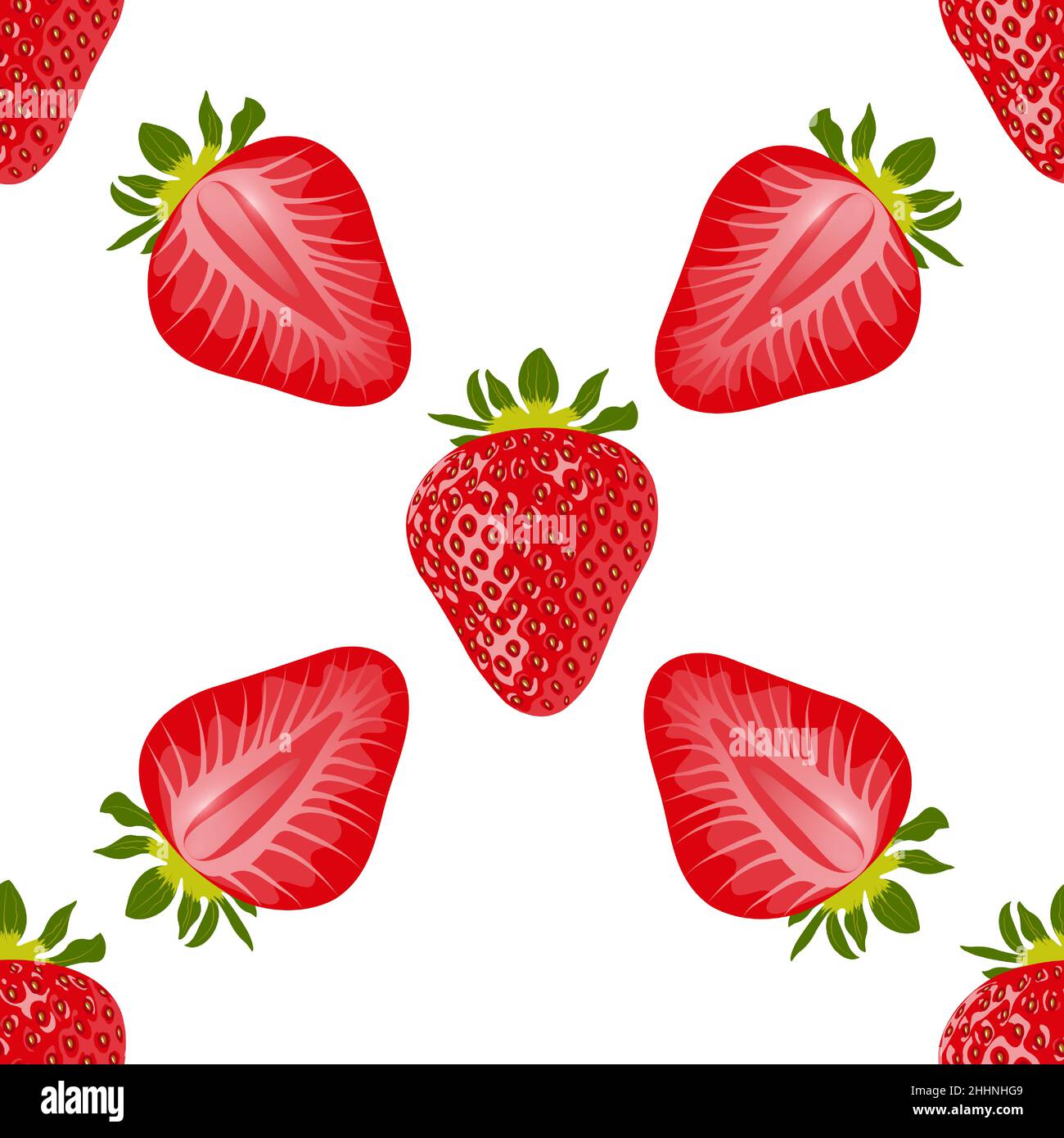 Berries and slices of sweet ripe strawberries seamless pattern. Red ...