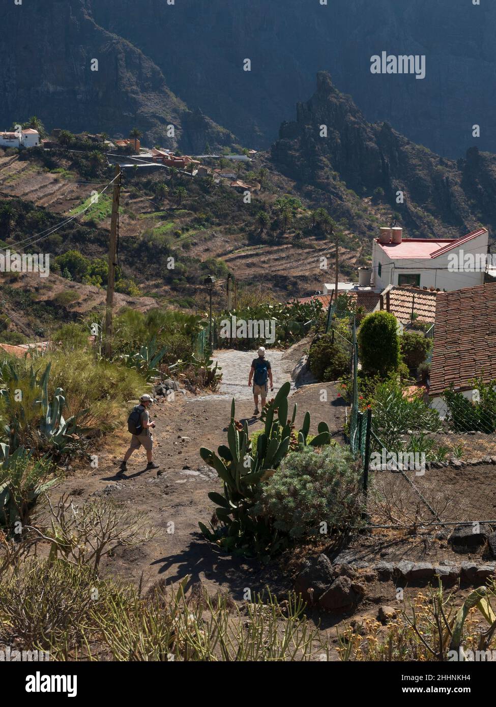 Masca Village, Teno Mountains, Tenerife, Canary Islands. Walking from Masca to Hilda. Stock Photo