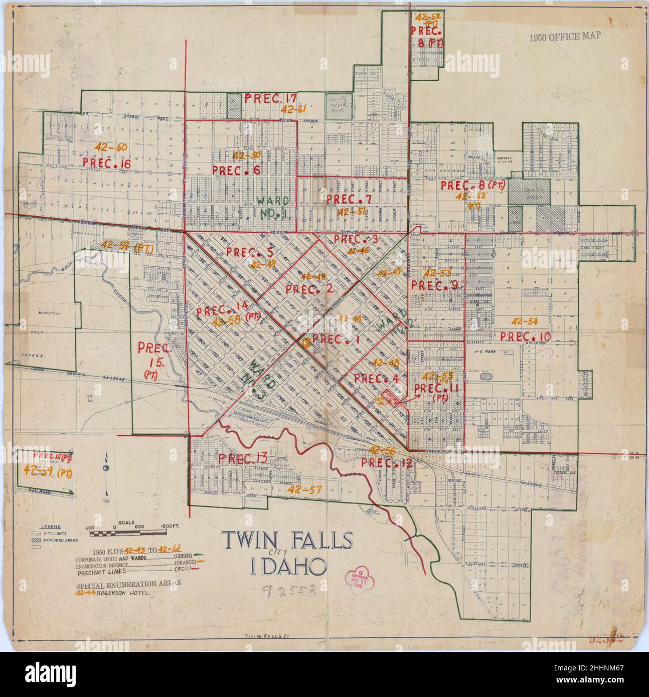 1950 Census Enumeration District Maps - Idaho (ID) - Twin Falls County - Twin Falls - ED 42-43 to 61 - DPLA - 837f5439d5c192936985c578e1f9a4cd Stock Photo