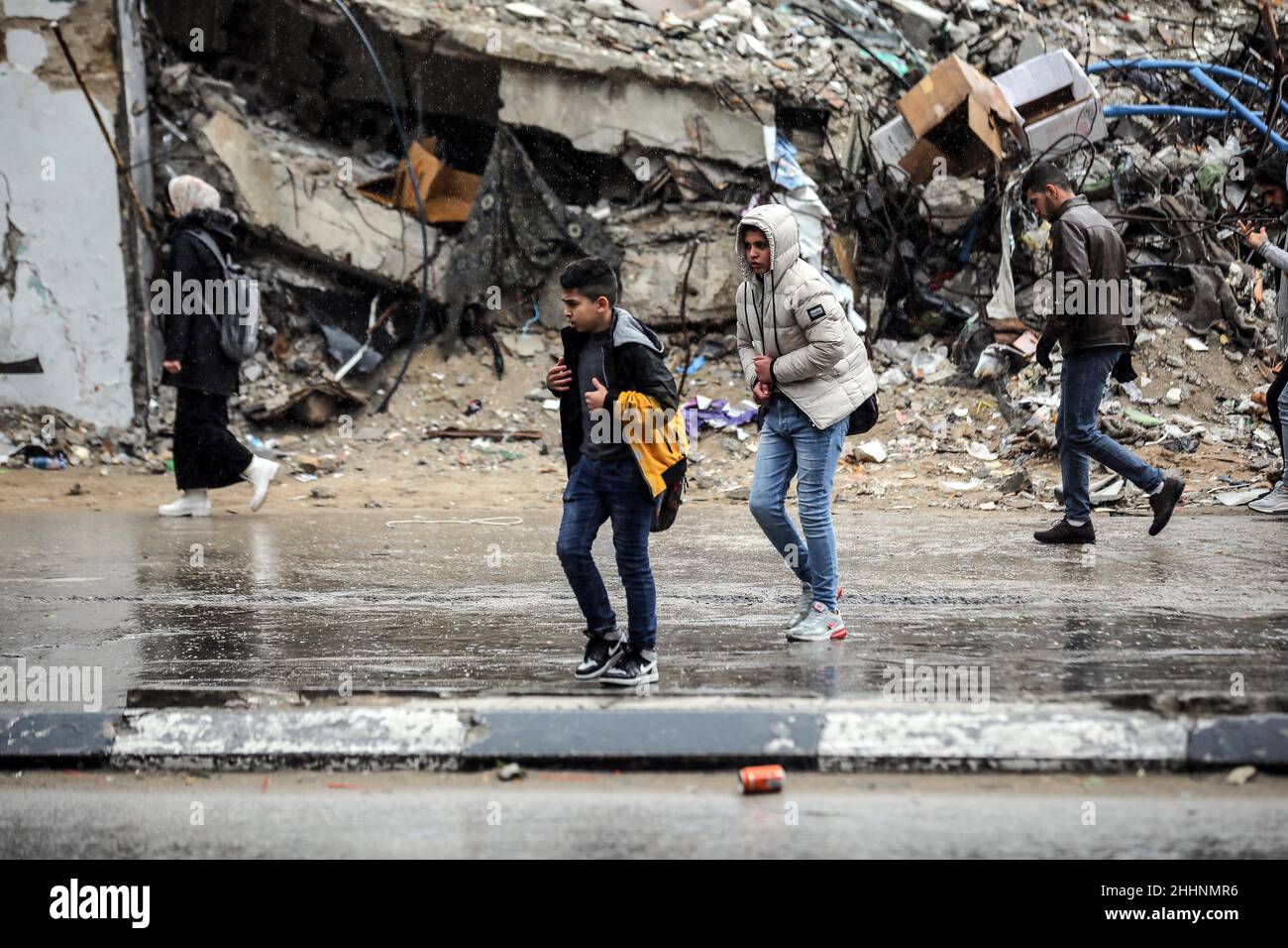 Gaza In 2022 January 23, 2022, Gaza City, The Gaza Strip, Palestine: Heavy rain ...