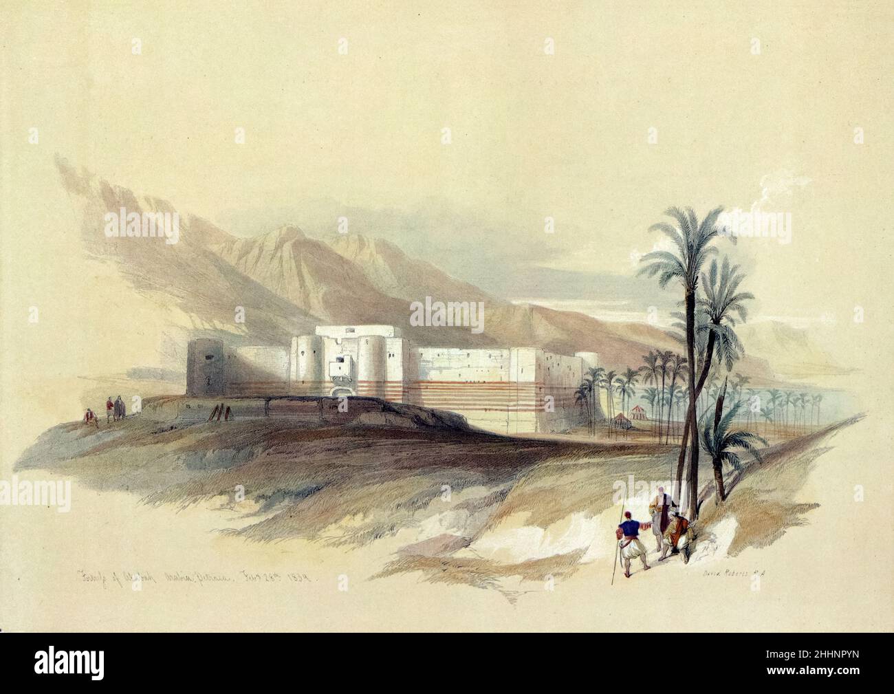 Fortress of Akabah (Jordan) Arabia Petra Feb. 28th 1839 by David Roberts, R.A. Stock Photo