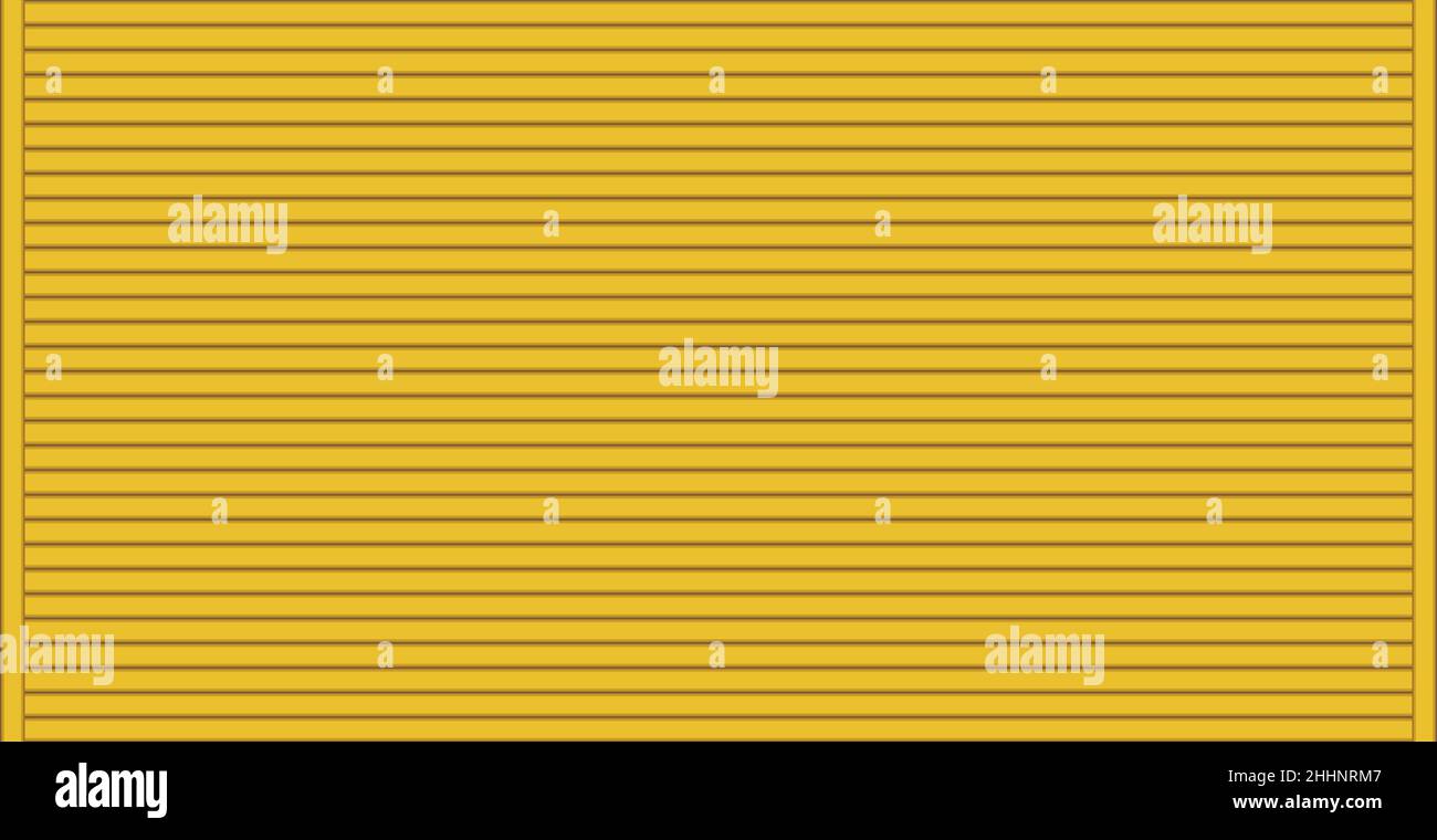 Panoramic background yellow garage doors, horizontal lines - Vector illustration Stock Vector