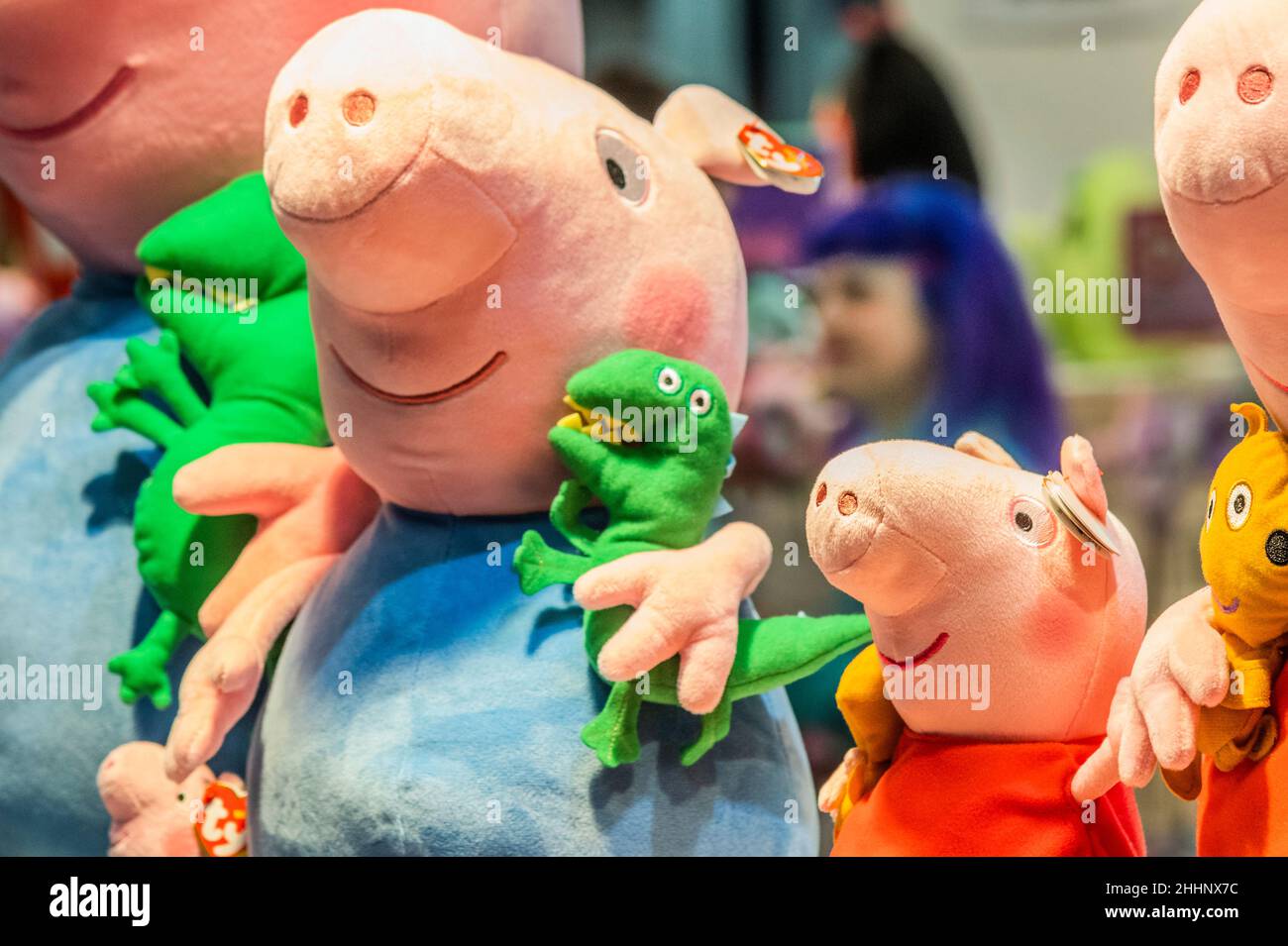 London, UK. 25th Jan, 2022. Pepper Pig from TY toys - The 68th Toy Fair at Olympia in London. A trade show organised by the British Toy & Hobby Association, BTHA. Credit: Guy Bell/Alamy Live News Stock Photo