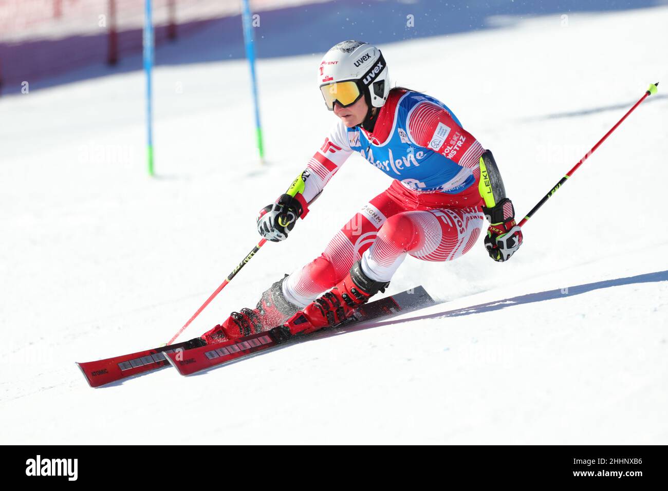 Kronplatz, Italy, 25/01/2022, 25th January 2022: Audi FIS Ski World Cup Women Giant Slalom at Kronplatz, Italy; The Last ladies Alpine Skiing race before the Beijing 2022 Winter Olympic Games. In action during the first run, Maryna Gasienica-Daniel (POL) Credit: Action Plus Sports Images/Alamy Live News Stock Photo