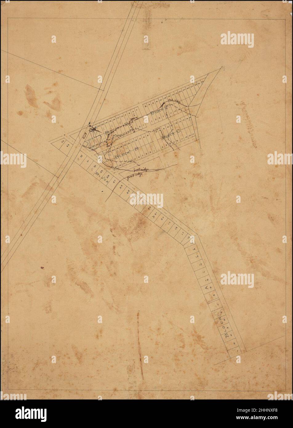 Anonymous Title [Manuscript Map of Oil Development at High Island, Texas]1905 Stock Photo