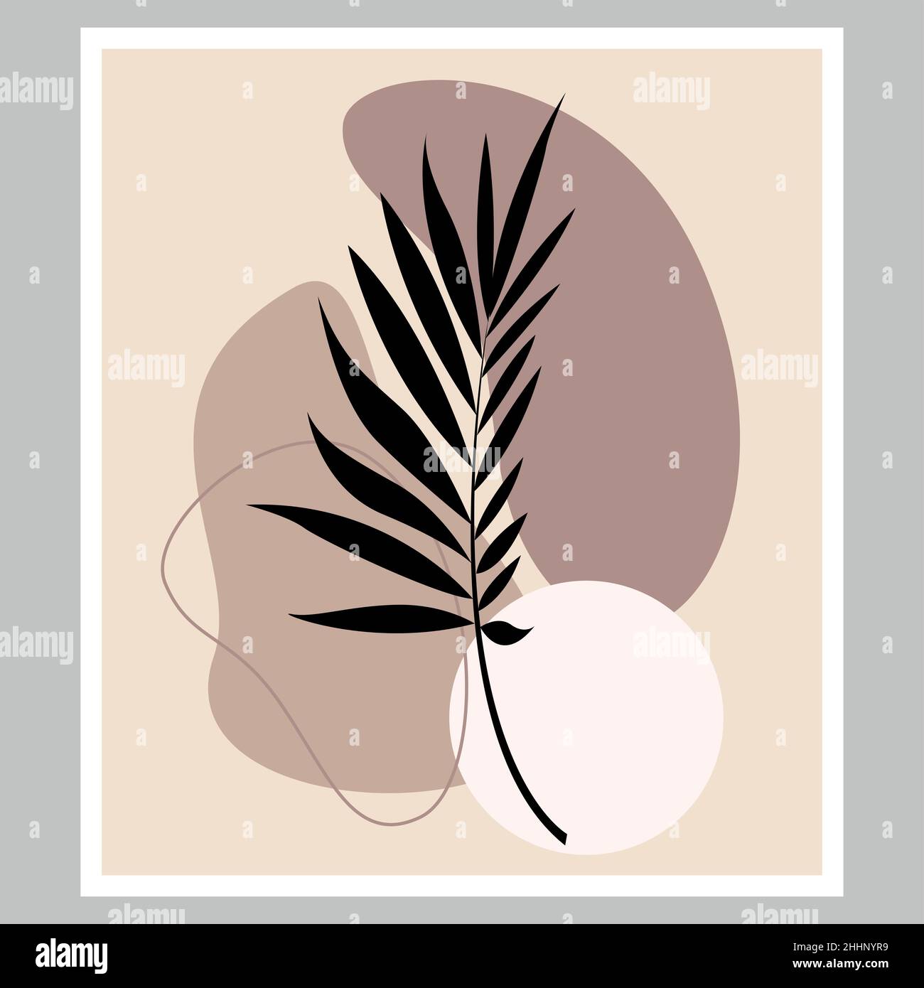 Botanical prints. Boho minimalist wall abstract home decor. Floral print is a bohemian work. Stock Vector