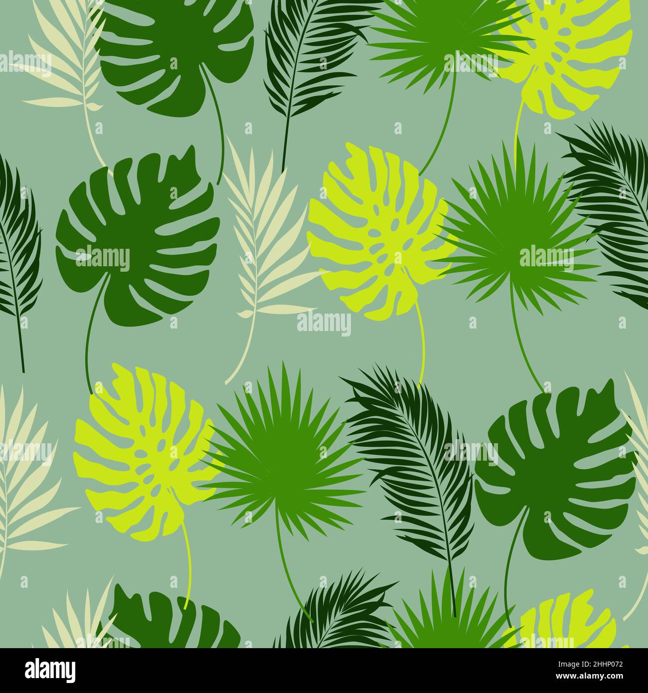 Vector seamless pattern with green tropical leaves Stock Vector Image ...