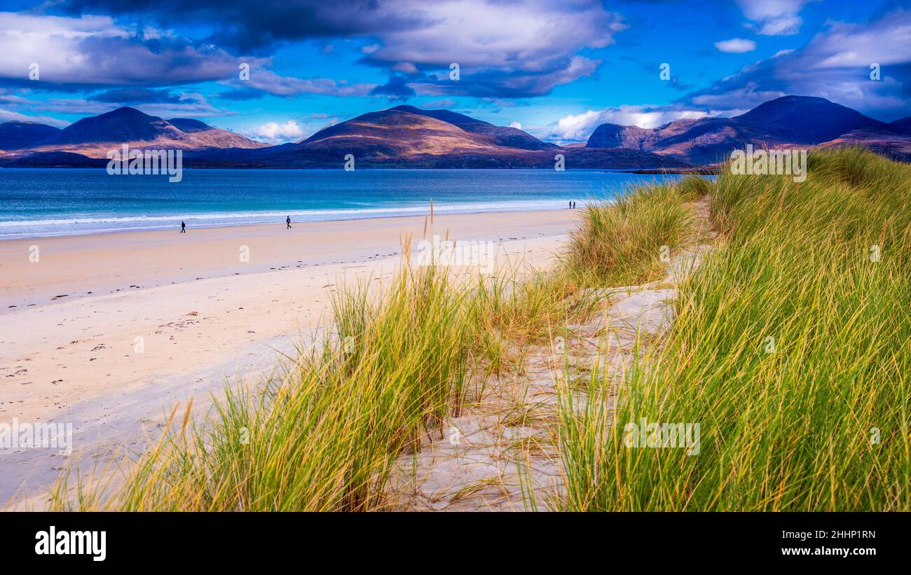 This is Luskentyre beach on the Isle of Harris in the Outer Hebridean islands of Scotland, UK Stock Photo