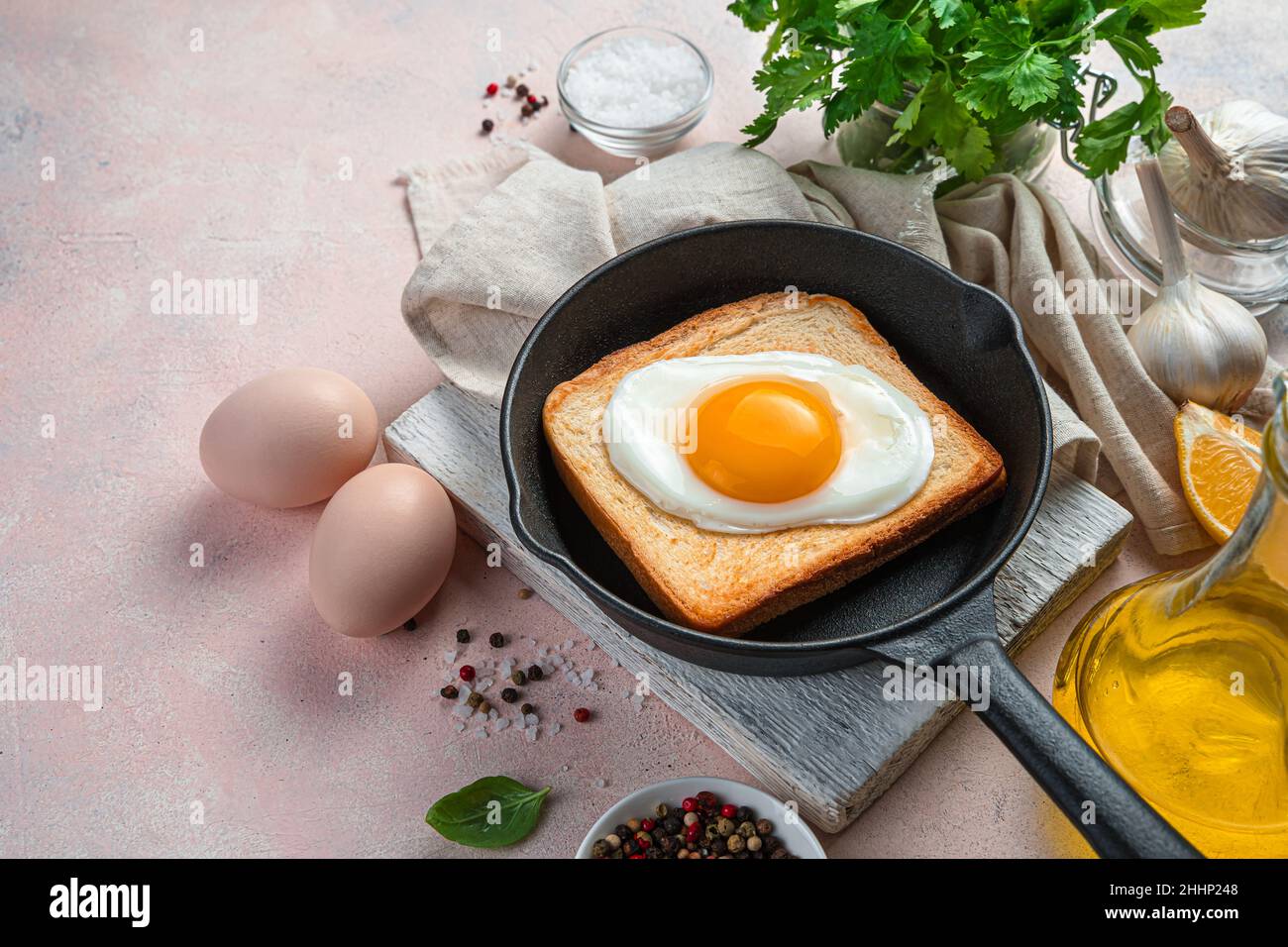 Fresh breakfast with scrambled eggs and toast Stock Photo - Alamy