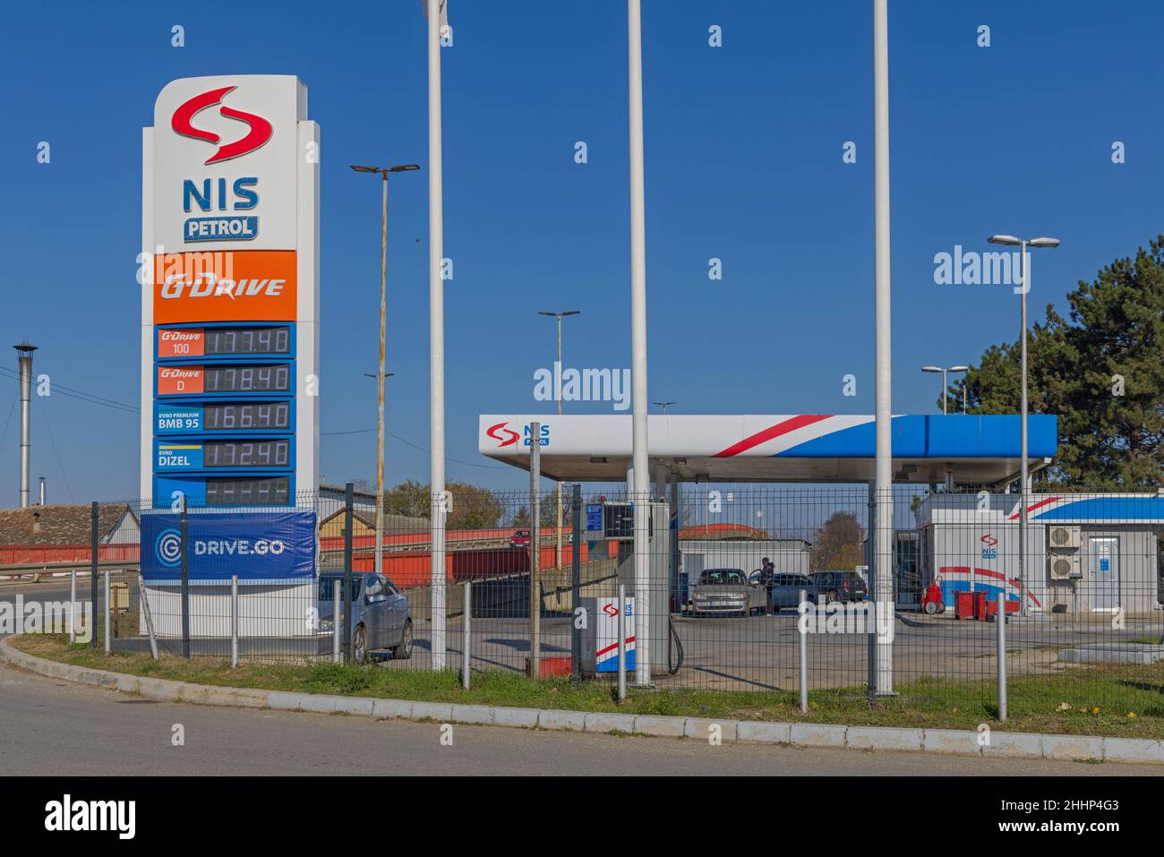 Pancevo, Serbia - October 31, 2021: Modern Nis Petrol Station at Sunny Autumn Day. Stock Photo