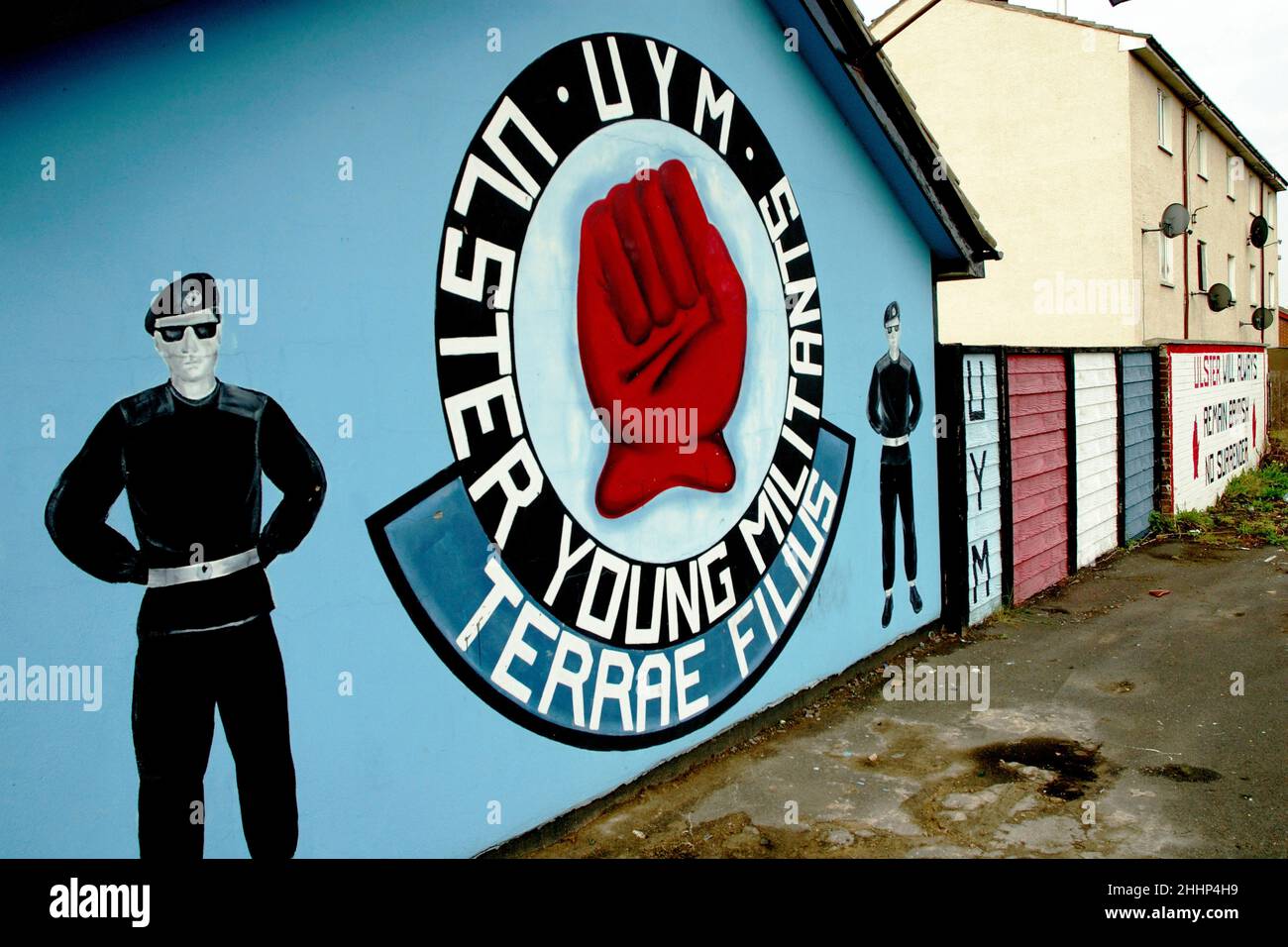 North Ireland. Ulster. Belfast. In the protestant district, Shankill road is famous for its murals in honor of the british troops. Stock Photo
