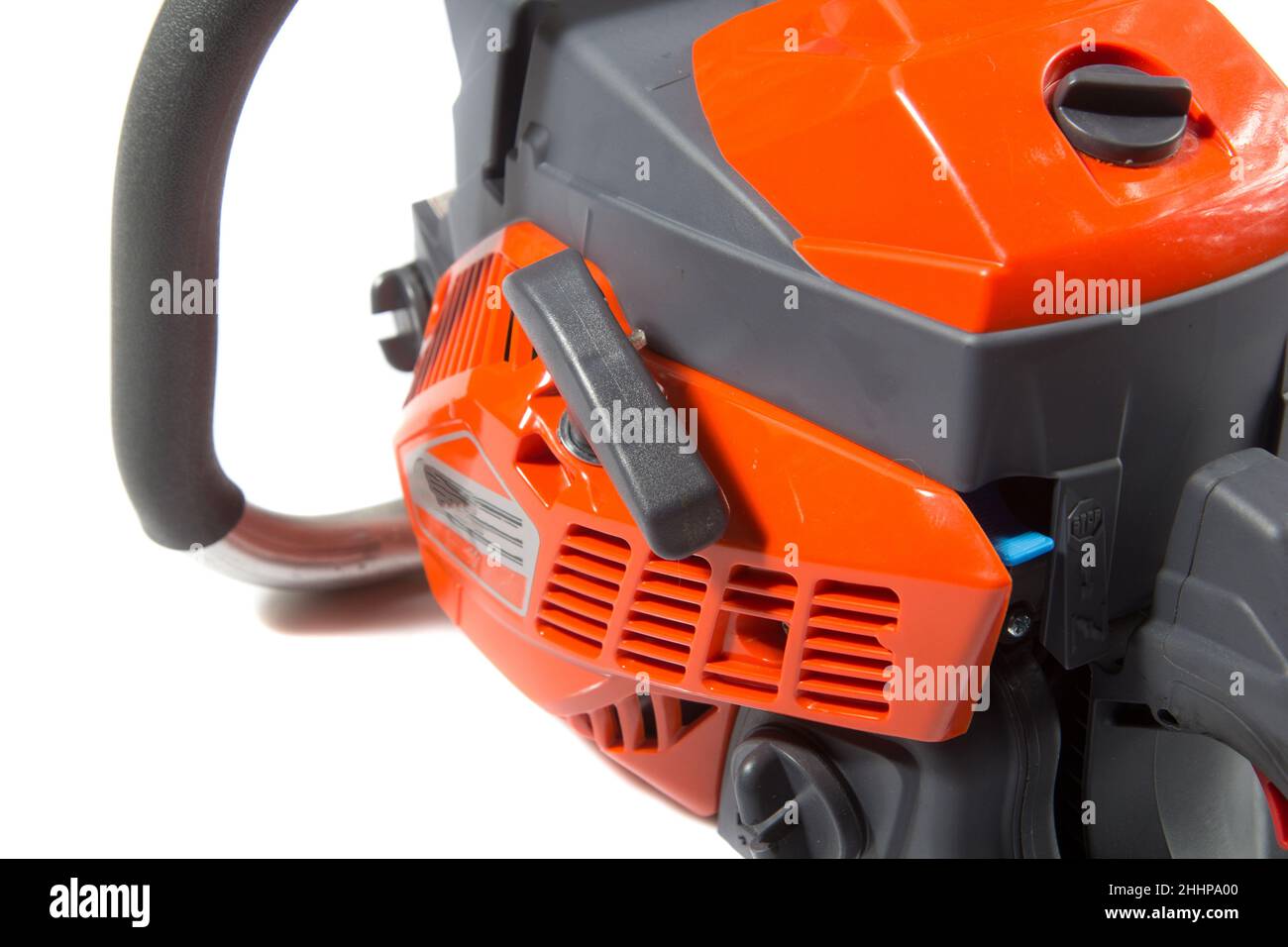 red new chainsaw Stock Photo