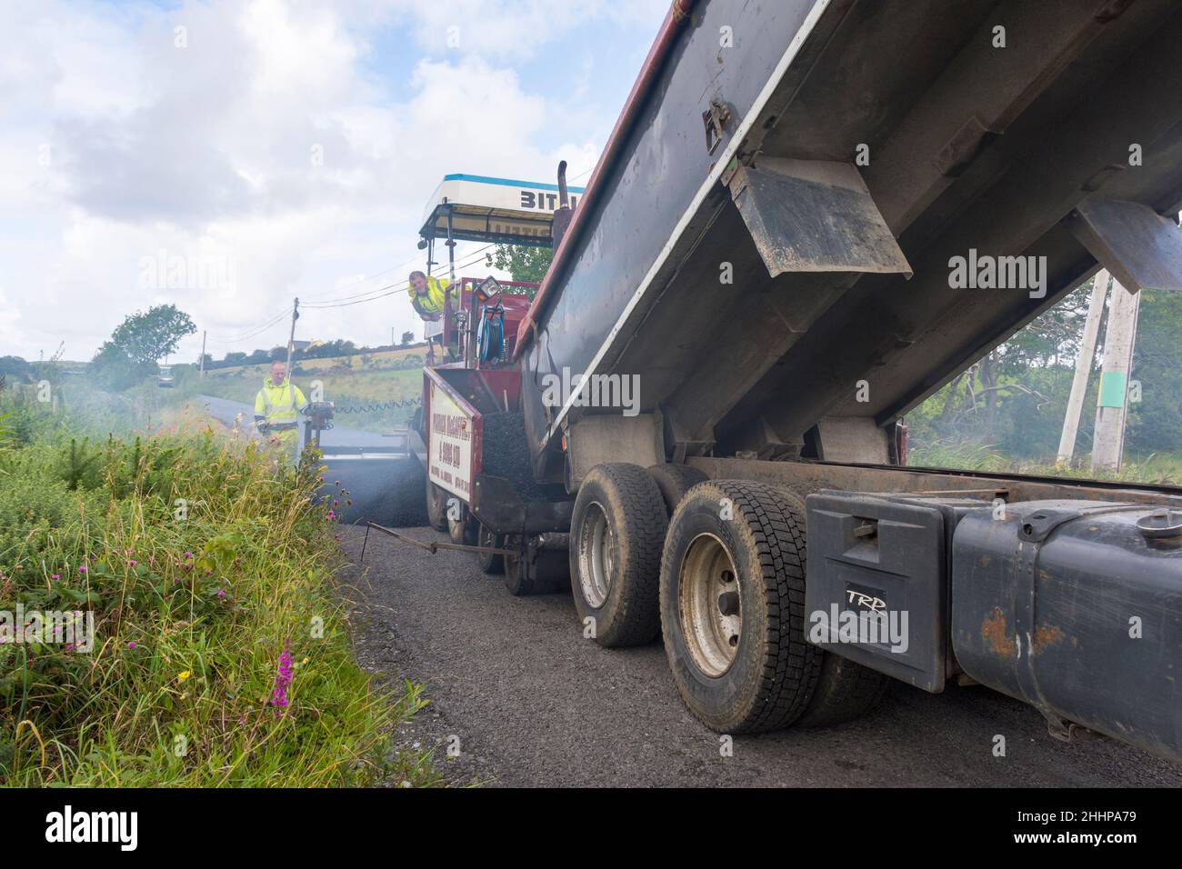 Repairing a rural road near Ardara, County Donegal, Ireland. Stock Photo