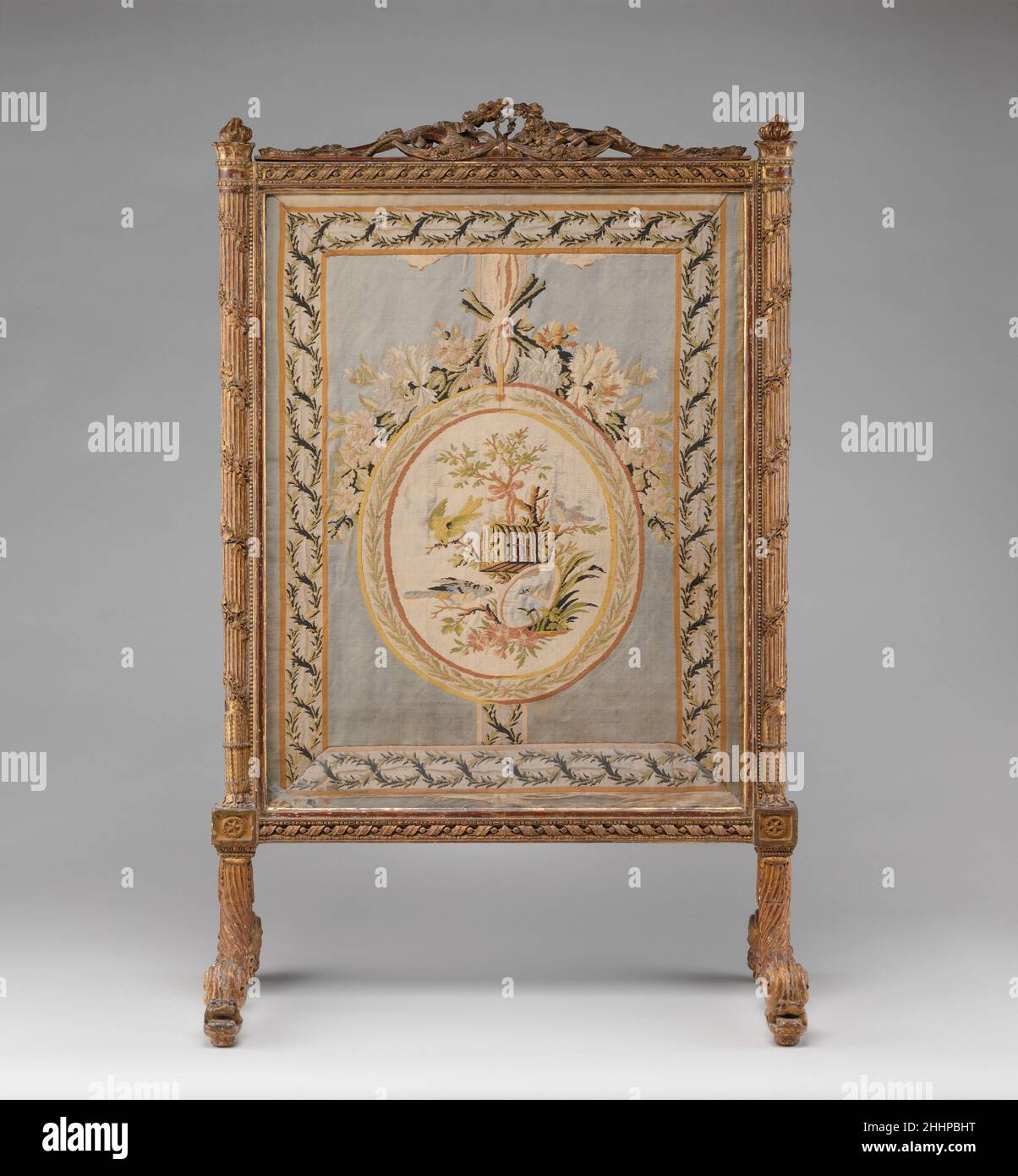 A Louis XVI blue and white painted wood fire screen, stamped by Georges  Jacob, delivered for Queen Marie-Antoinette's private apartments at  Versailles