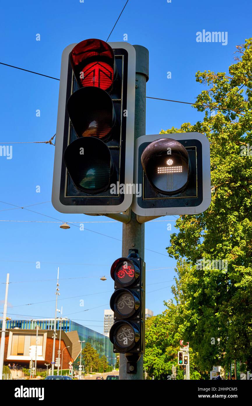 Traffic lights on Geneva streets Stock Photo - Alamy