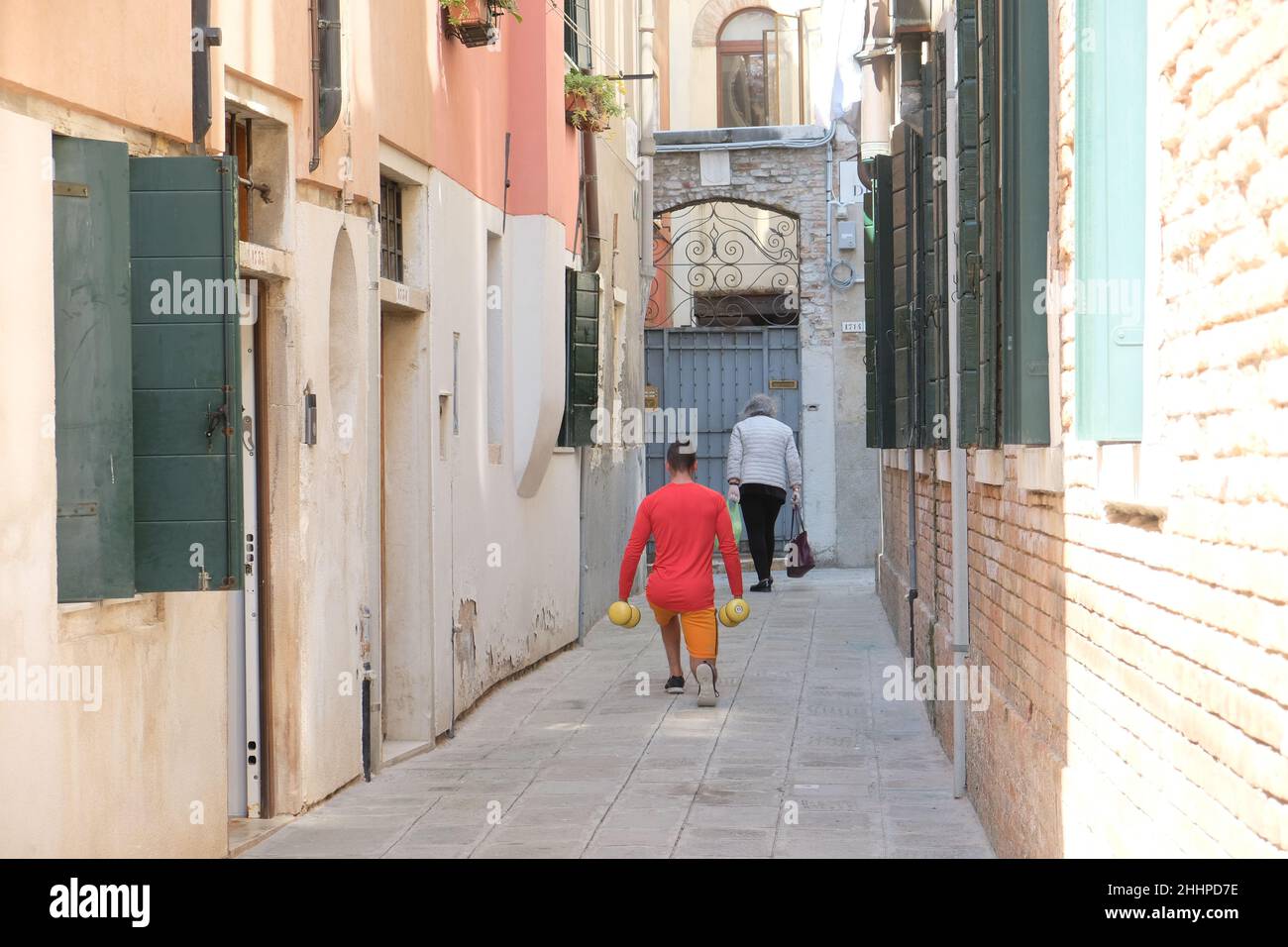 a view of canals of Venice in the district of cannareggio during lockdown caused by coronavirus disease Stock Photo