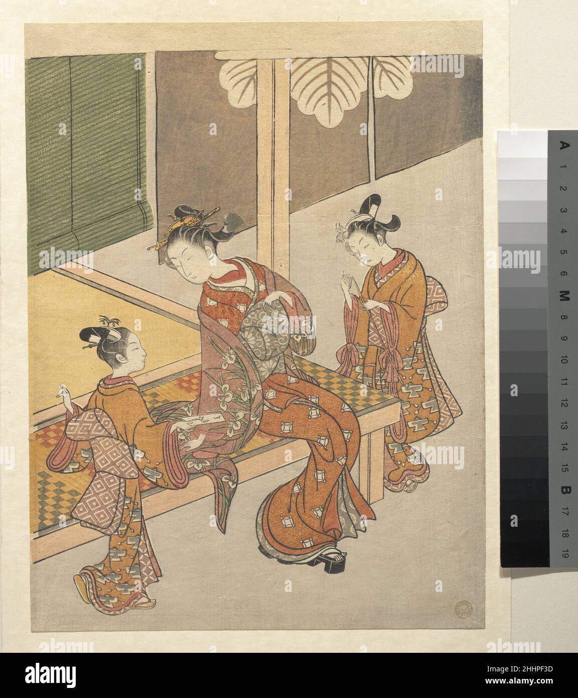 On the Engawa of Tsuta-ya ca. 1765 Suzuki Harunobu Japanese. On the Engawa of Tsuta-ya  54550 Stock Photo