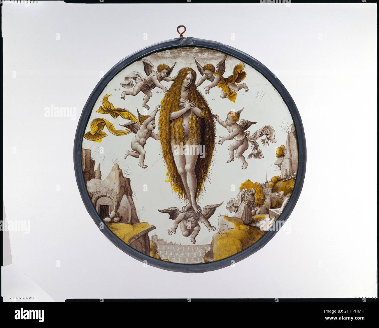 Roundel with Mary of Egypt crossing the Jordan ca. 1525 South ...