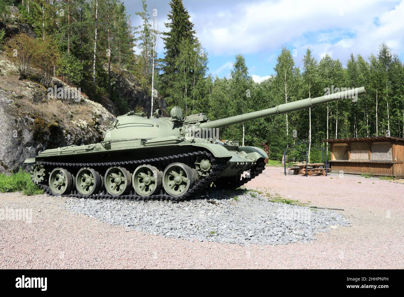 Details of russian tank t-62 at Gora Filina, Karelia Stock Photo
