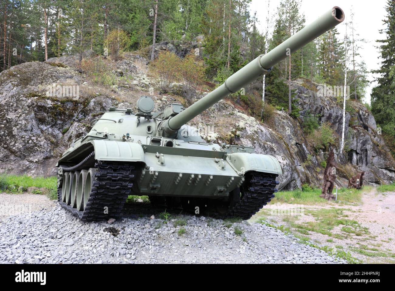 Russian tank t-62 at Gora Filina, Karelia Stock Photo