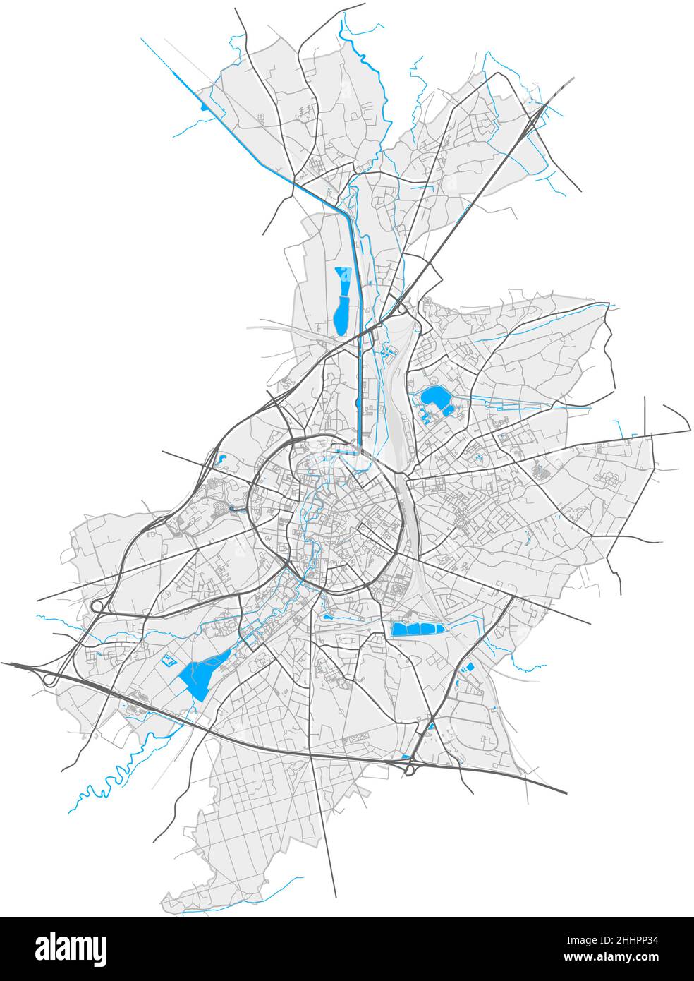 Leuven, Flemish Brabant, Belgium high resolution vector map with city