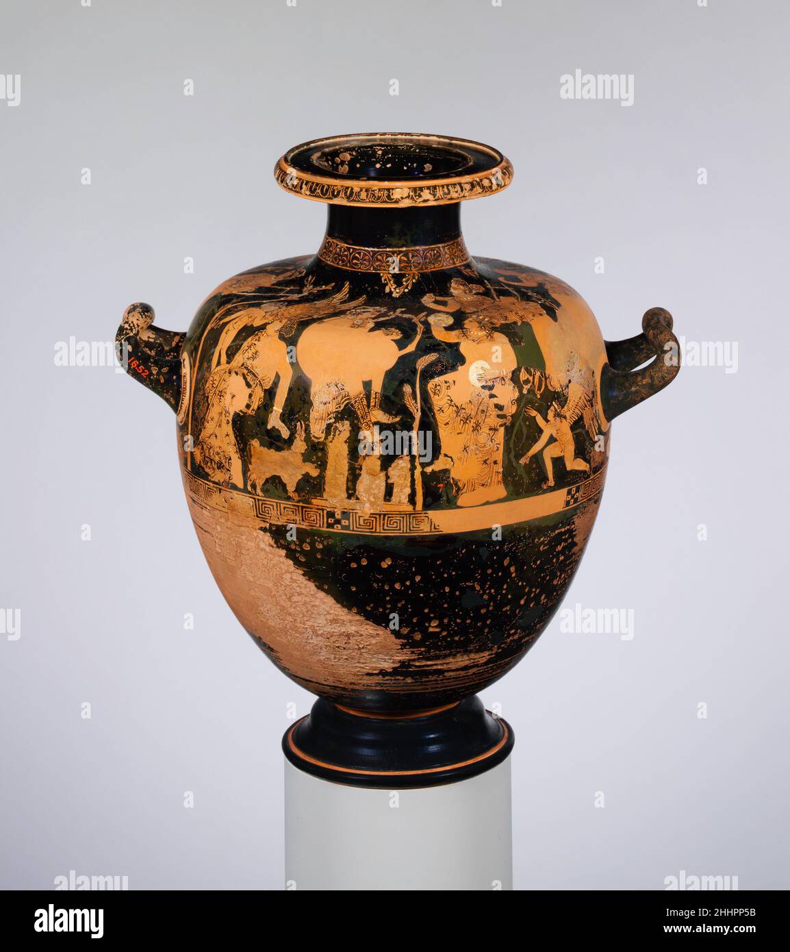 Terracotta hydria (water jar) ca. 520–510 B.C. Greek, Attic On the 