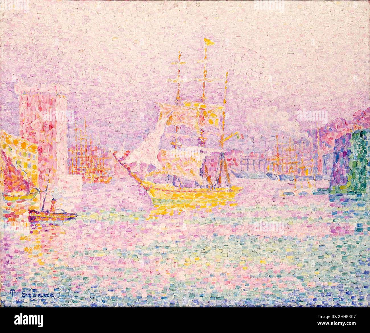Harbour at Marseille by Paul Signac (1863-1935), oil on canvas, 1907 Stock Photo