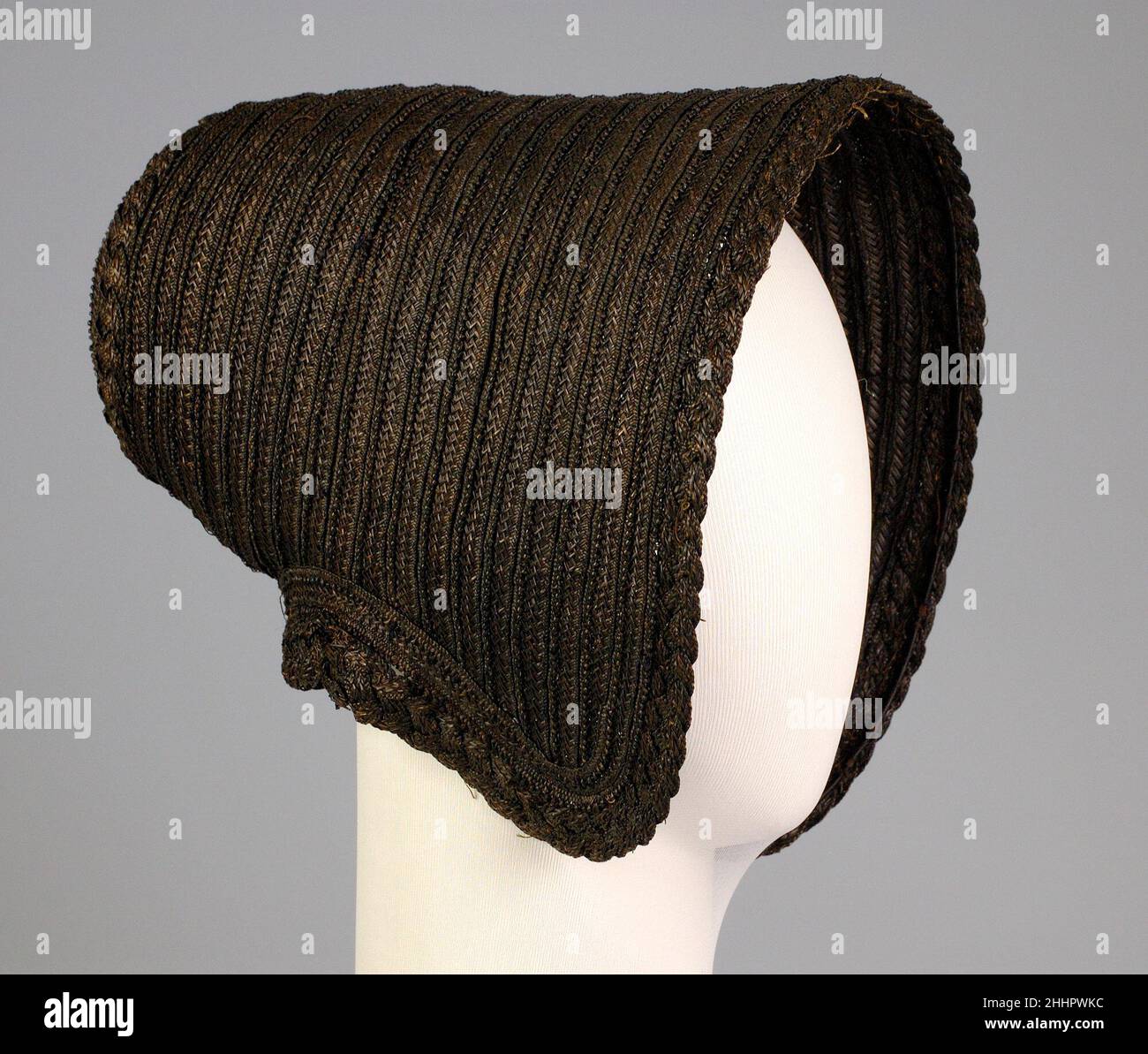 Mourning poke bonnet ca. 1845 American. Mourning poke bonnet  169833 Stock Photo