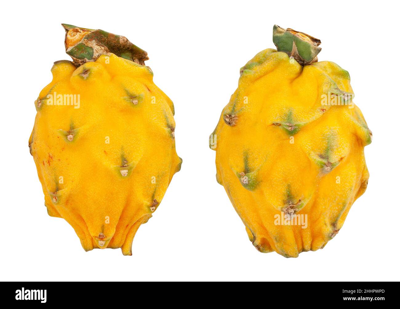 yellow dragon fruit path isolated on white Stock Photo