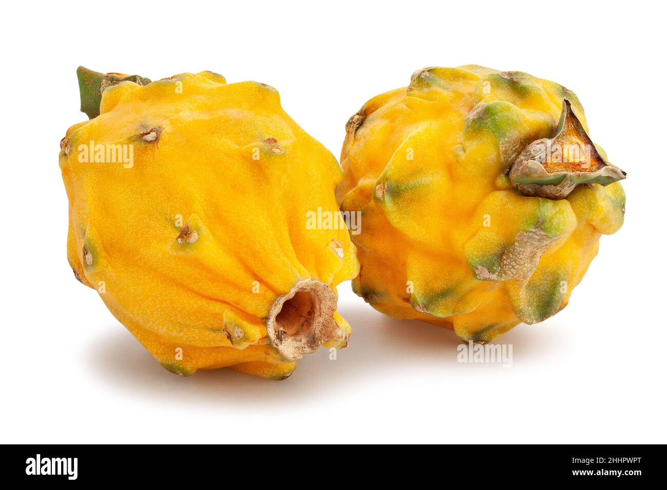 yellow dragon fruit path isolated on white Stock Photo