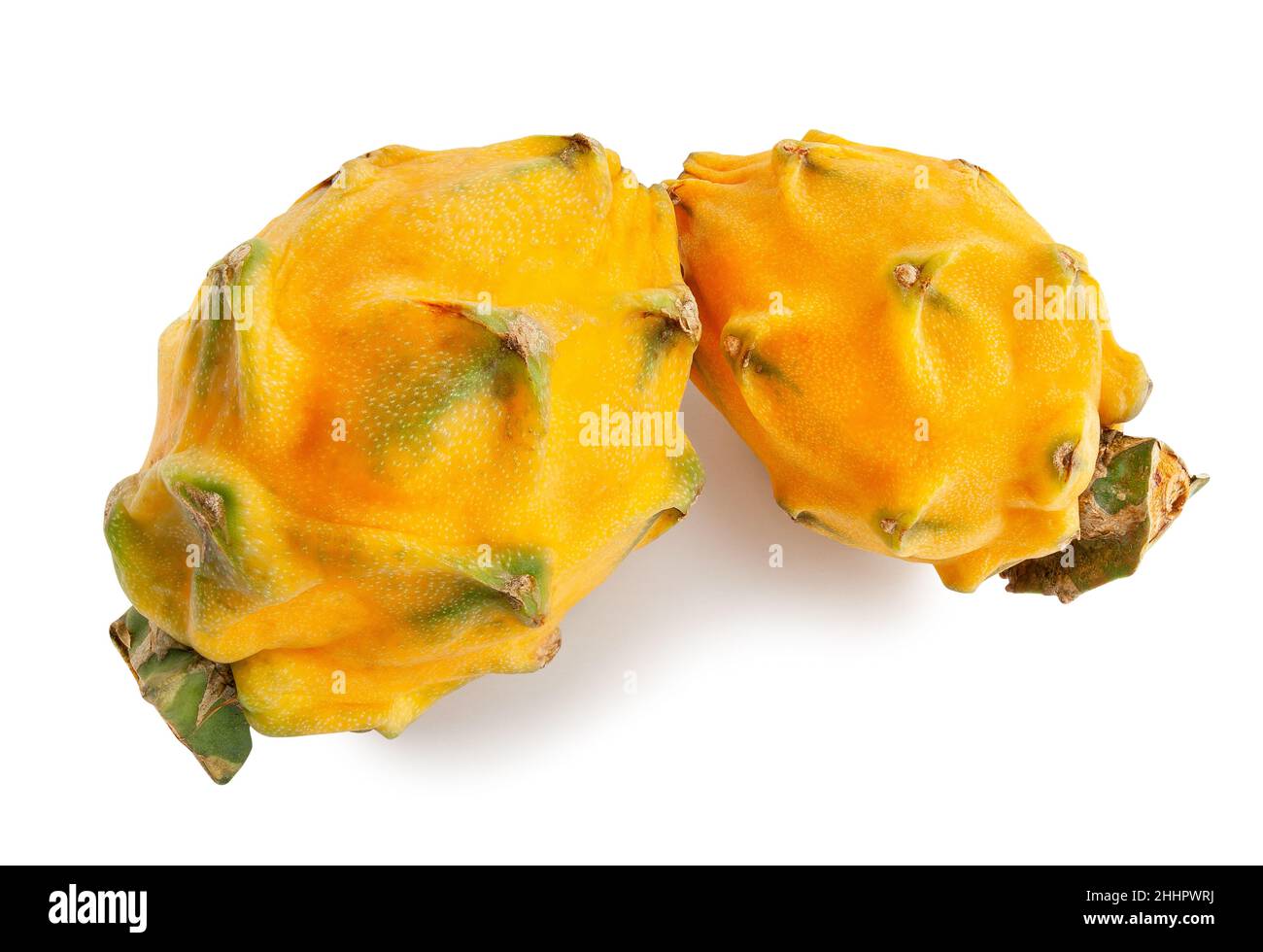 yellow dragon fruit path isolated on white Stock Photo