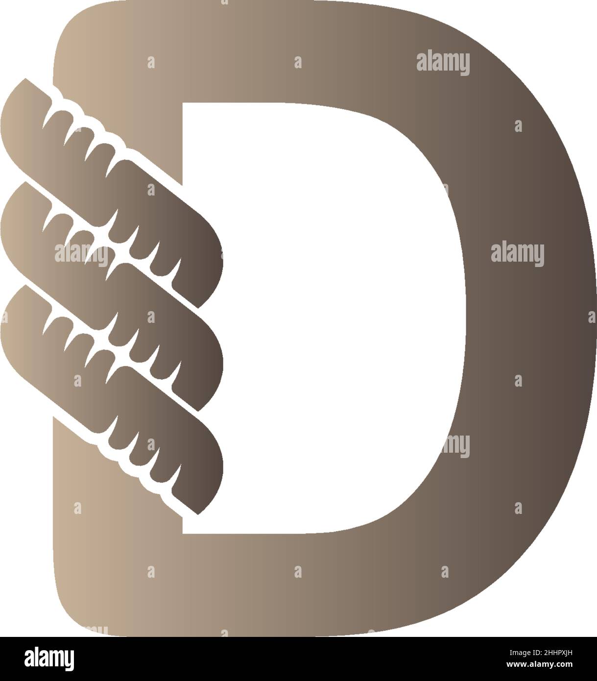 Letter D wrapped in rope icon logo design illustration vector Stock ...