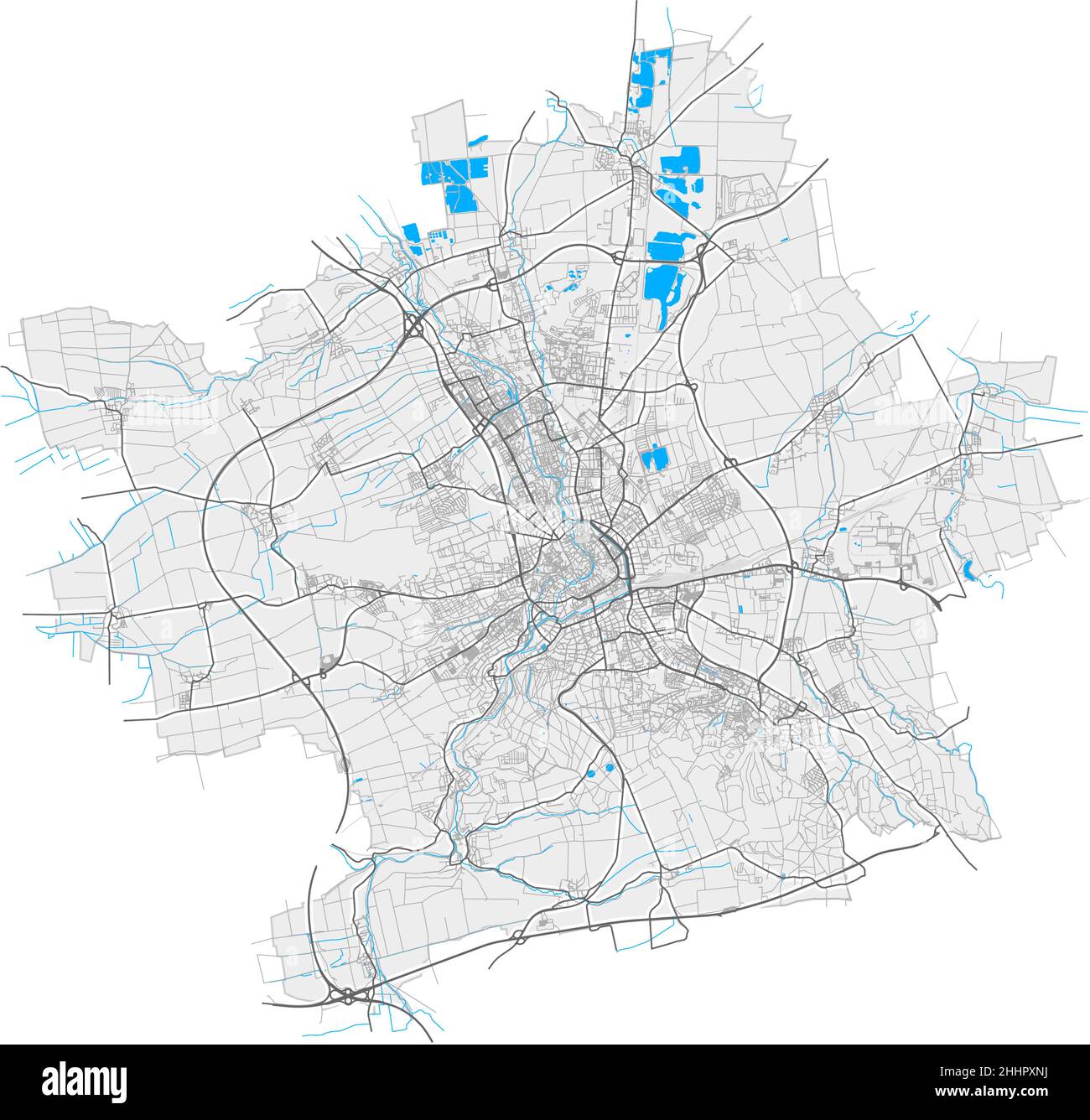 Erfurt, Thuringia, Germany high resolution vector map with city ...