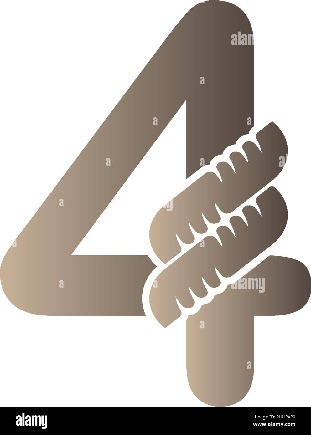 Number 4 wrapped in rope icon logo design illustration vector Stock ...