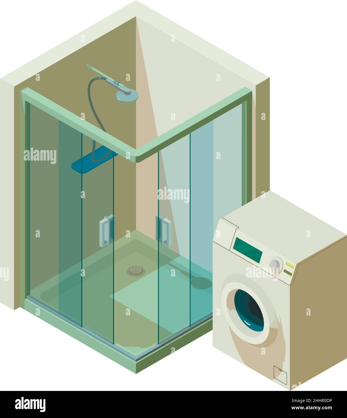 Bathroom equipment icon isometric vector. New shower cubicle and ...