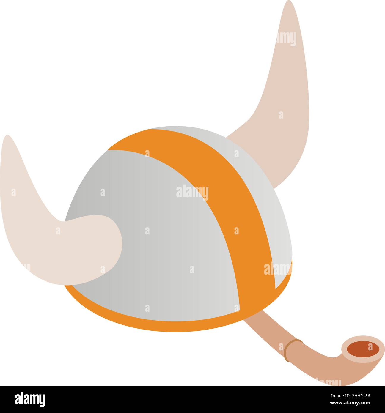 Cultural symbol icon isometric vector. Viking helmet and swiss alpine horn icon. Traditional swiss musical instrument, classic horned helmet, culture, history Stock Vector