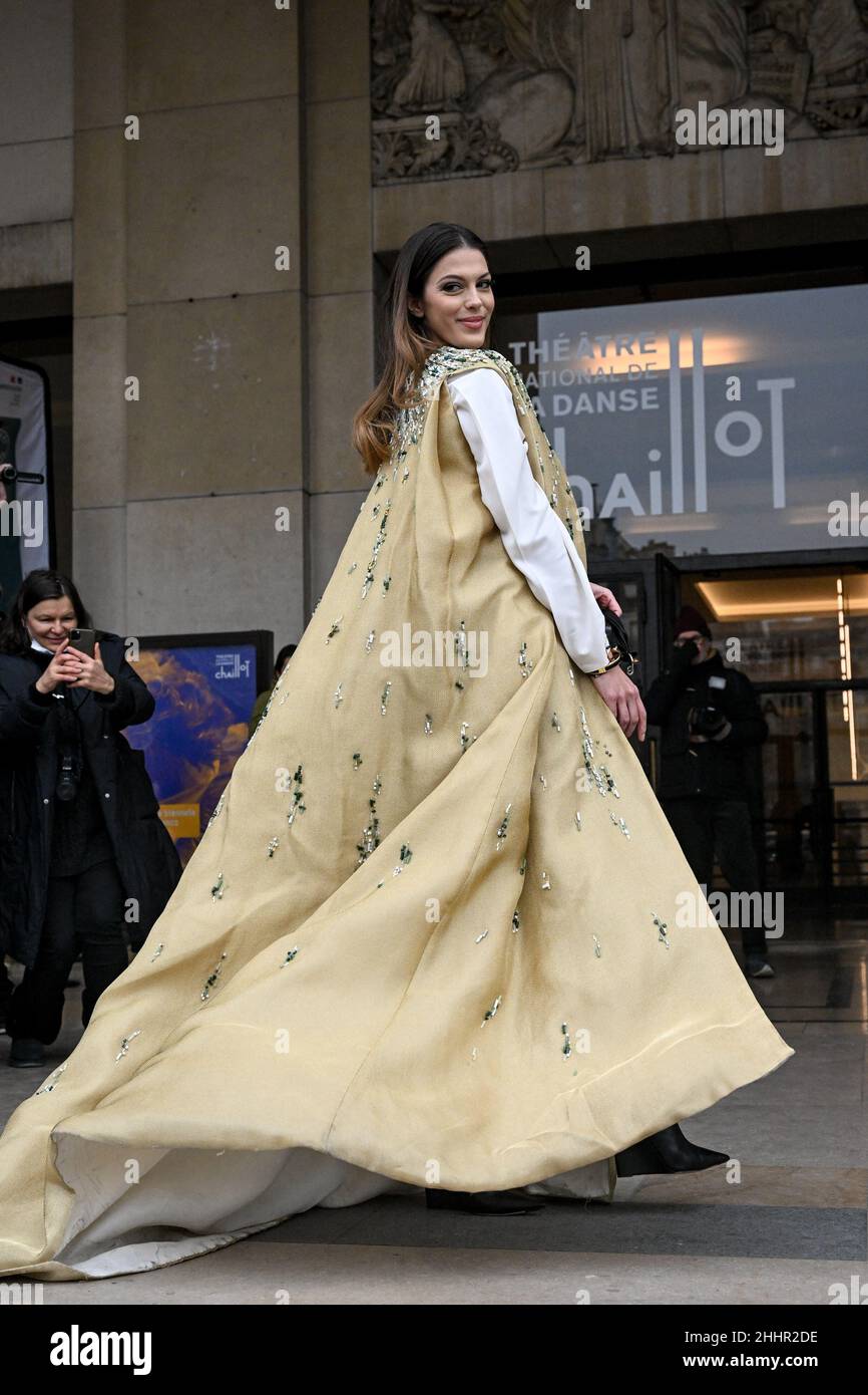Iris Mittenaere arriving at the Stephane Rolland show during Paris