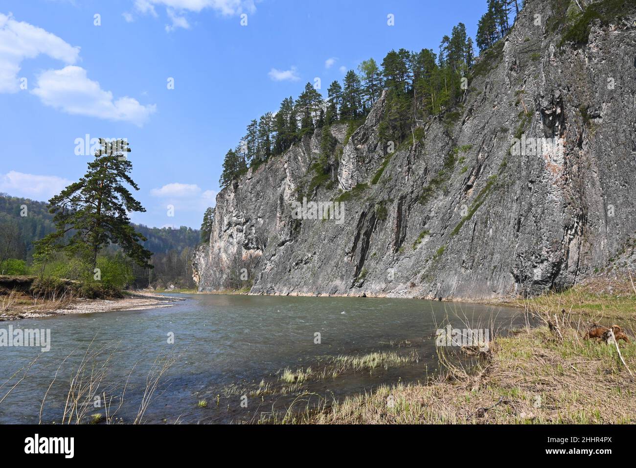 Rocks along the banks of the Zilim River. Spring in the nature park "Zilim"  in Bashkiria, the Ural region of Russia Stock Photo - Alamy