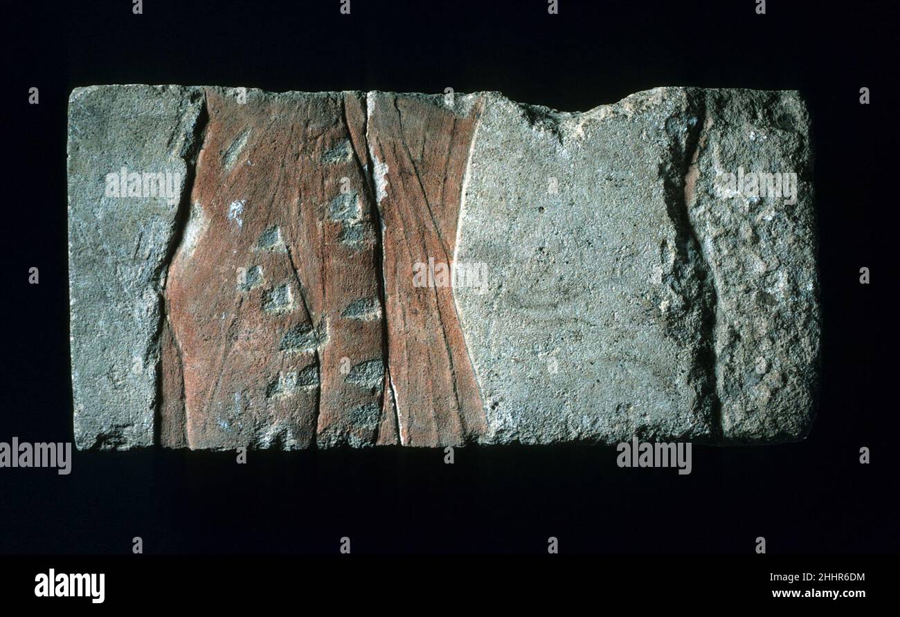 Relief with royal figures ca. 1353–1336 B.C. New Kingdom, Amarna Period. Relief with royal figures. ca. 1353–1336 B.C.. Limestone, paint (mostly modern). New Kingdom, Amarna Period. From Egypt; Probably from Middle Egypt, Hermopolis (Ashmunein; Khemenu); Probably originally from Amarna (Akhetaten). Dynasty 18 Stock Photo