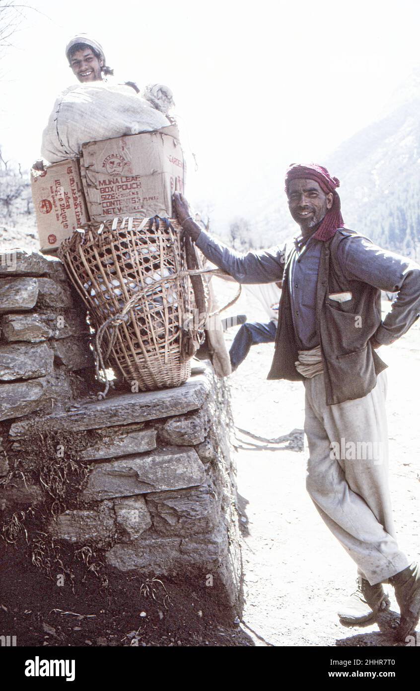 Load carrier in Nepal Himalaya mountains Stock Photo