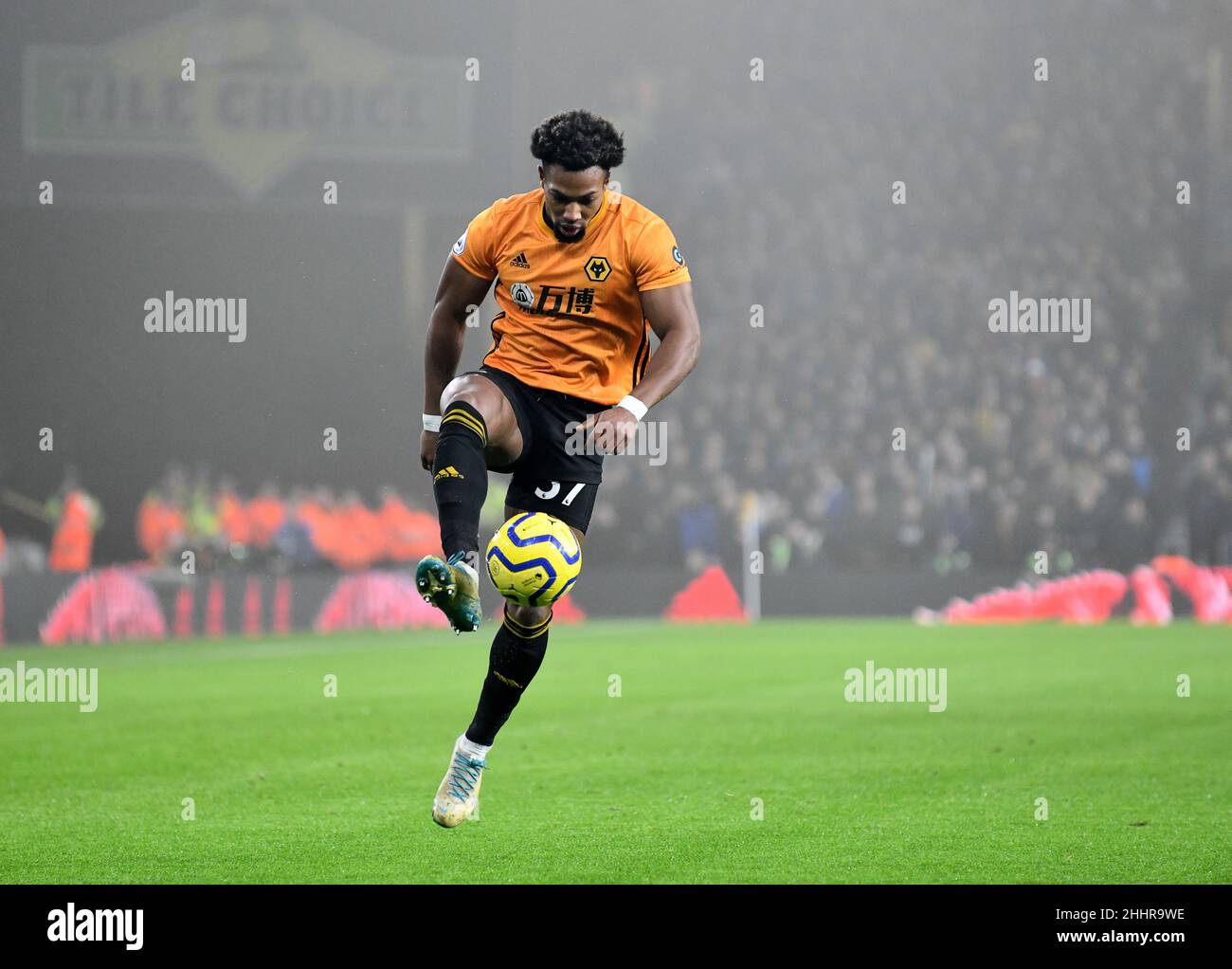 Wolves footballer Adama Traore Wolverhampton Wanderer v Liverpool at Molineux Stadium 23/01/2020 Stock Photo