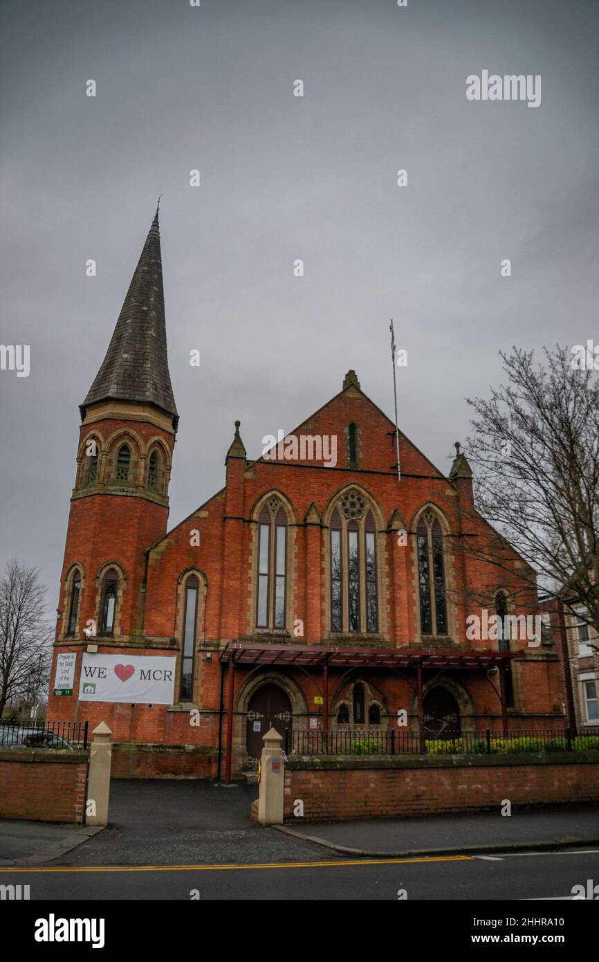 Didsbury Mosque, located in Didsbury, Manchester, with impressive architectural features, on a winter’s day. Stock Photo