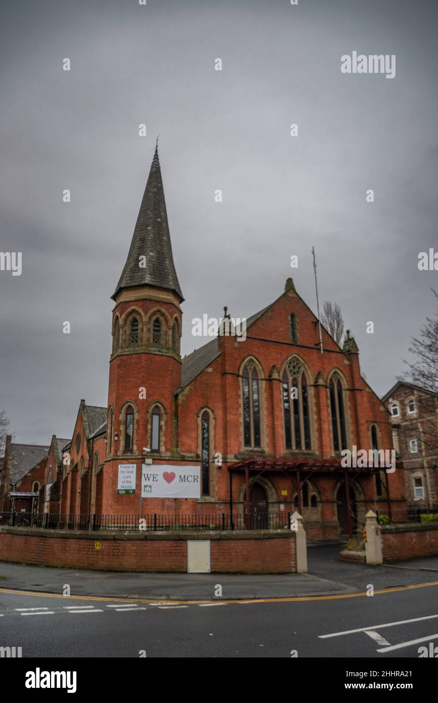 Didsbury Mosque, located in Didsbury, Manchester, with impressive architectural features, on a winter’s day. Stock Photo
